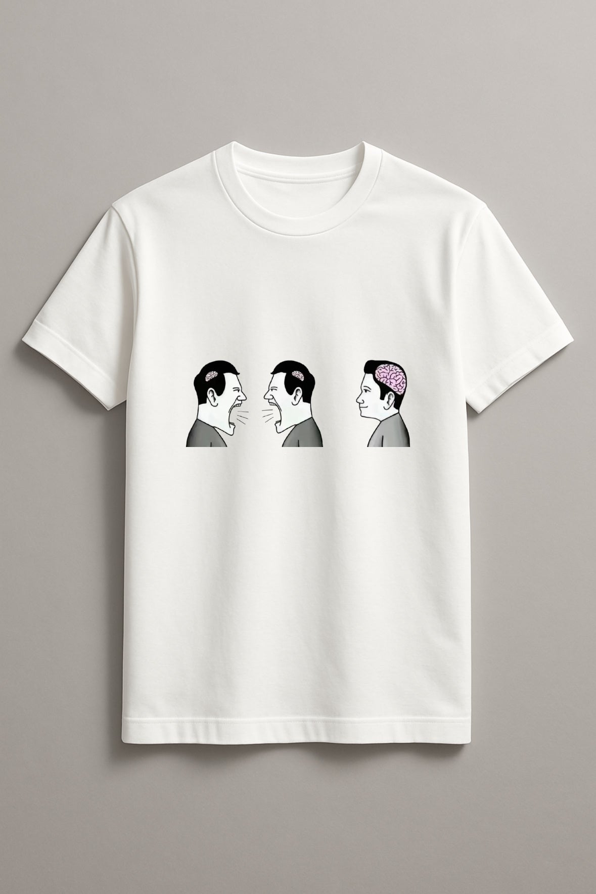 Unisex Two Brainless One Brain Graphic Printed Round Neck Cotton T Shirt