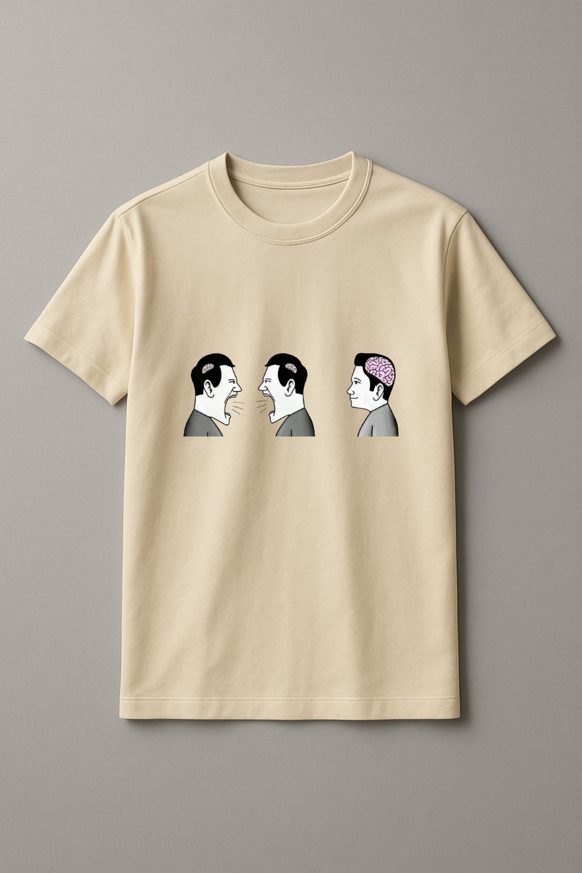 Unisex Two Brainless One Brain Graphic Printed Round Neck Cotton T Shirt