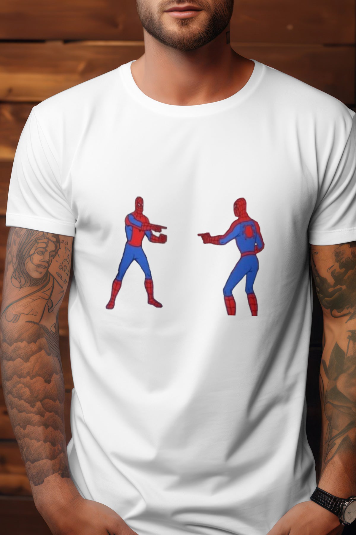 Unisex Double Spiderman Graphic Printed Round Neck Cotton T Shirt