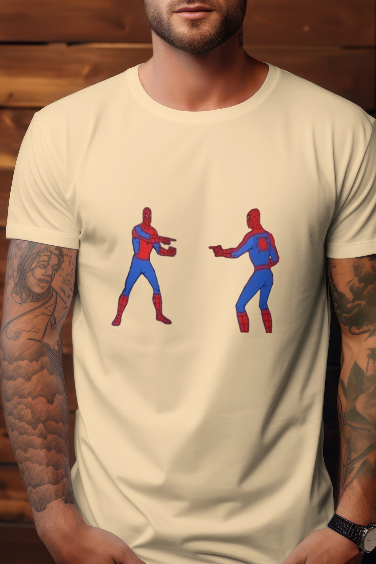 Unisex Double Spiderman Graphic Printed Round Neck Cotton T Shirt