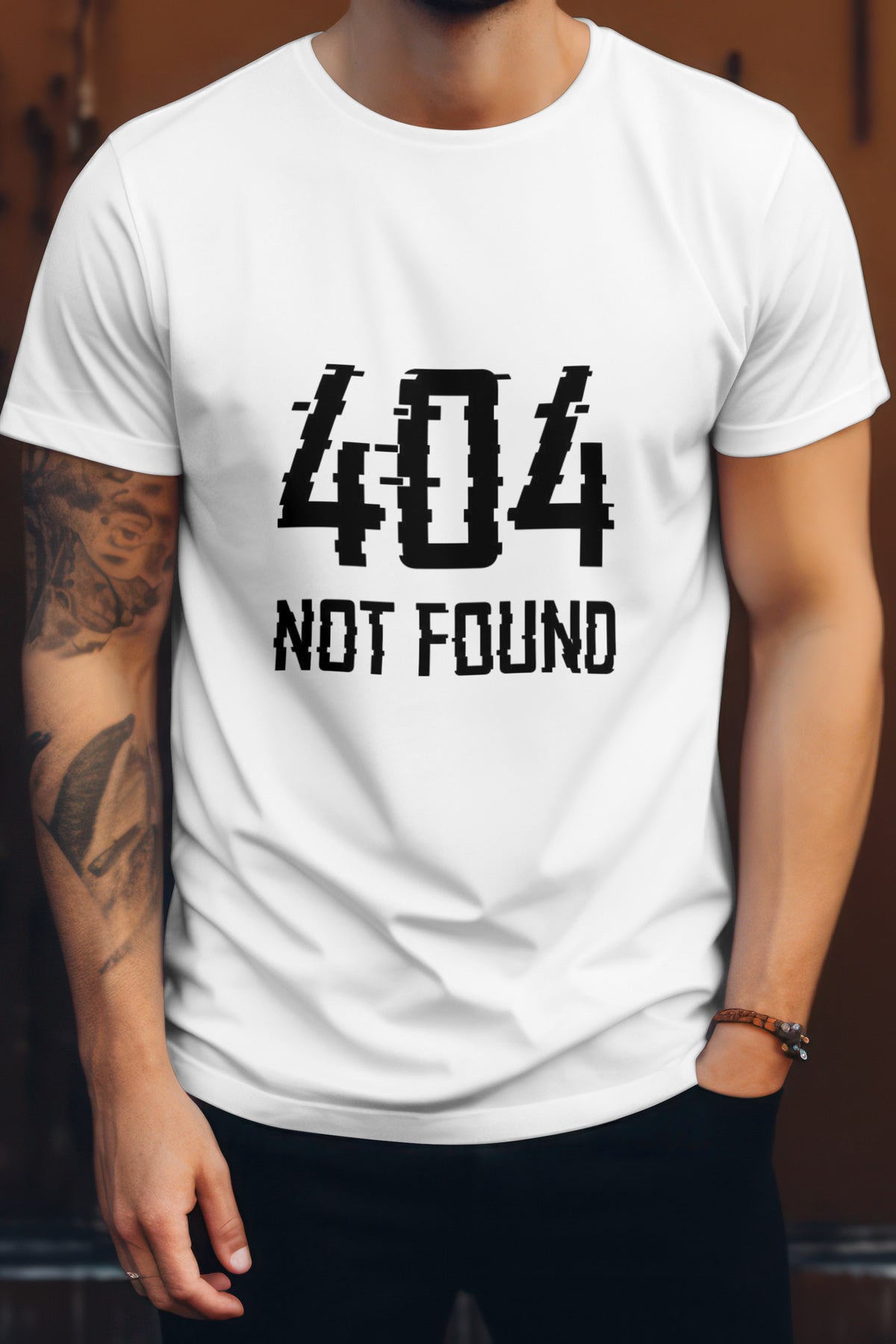 Unisex 404 Error Graphic Printed Round Neck Cotton T Shirt