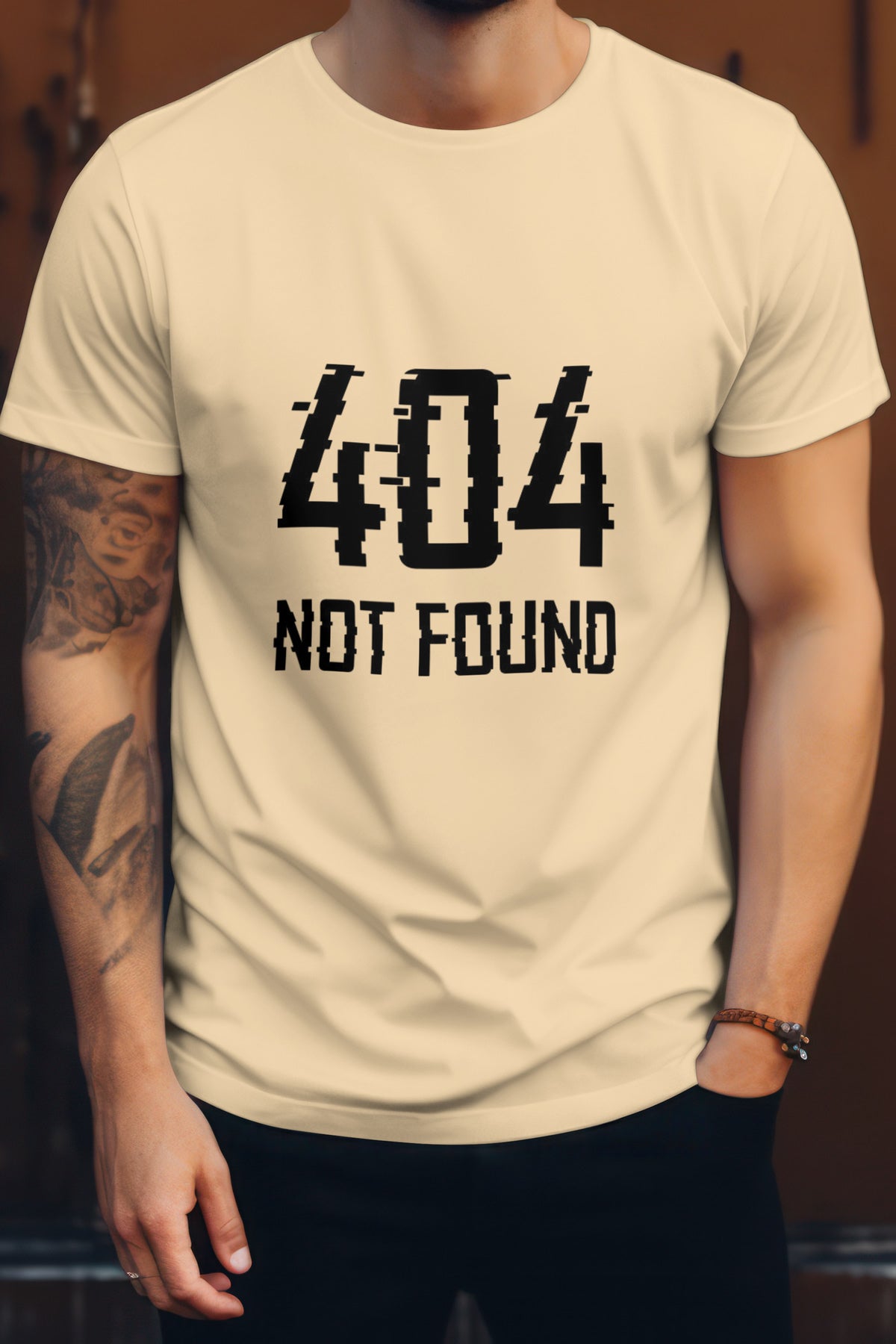 Unisex 404 Error Graphic Printed Round Neck Cotton T Shirt
