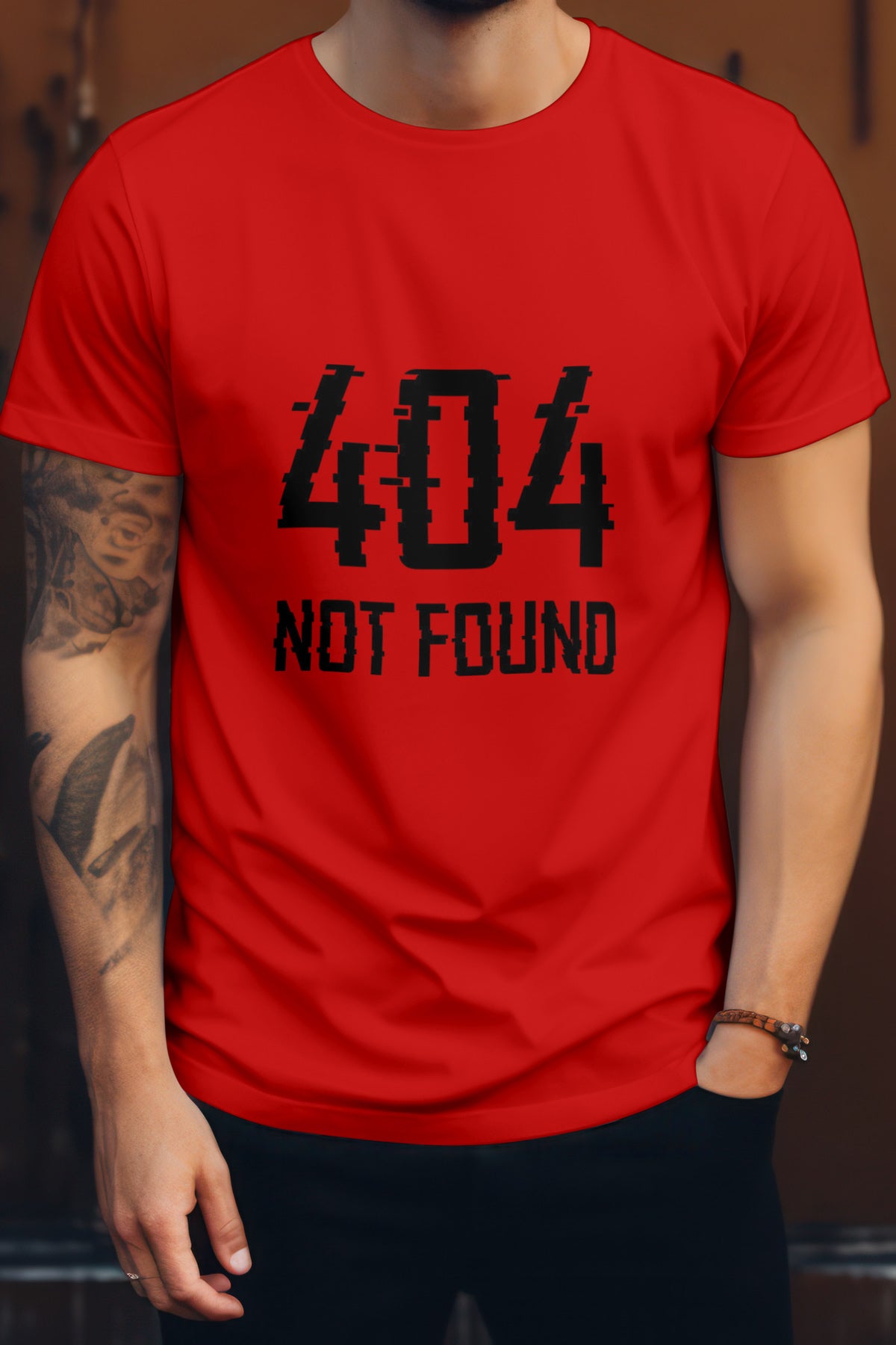 Unisex 404 Error Graphic Printed Round Neck Cotton T Shirt