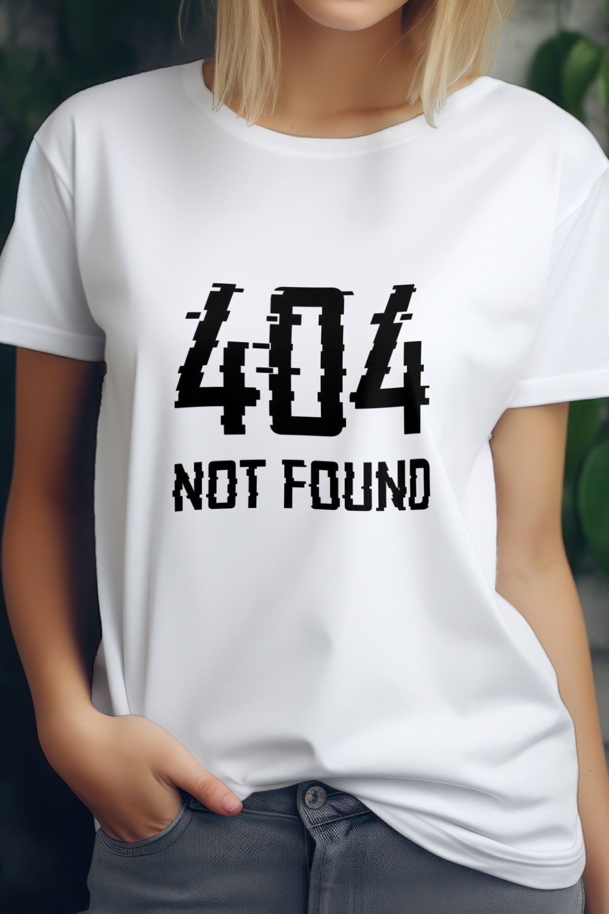 Unisex 404 Error Graphic Printed Round Neck Cotton T Shirt