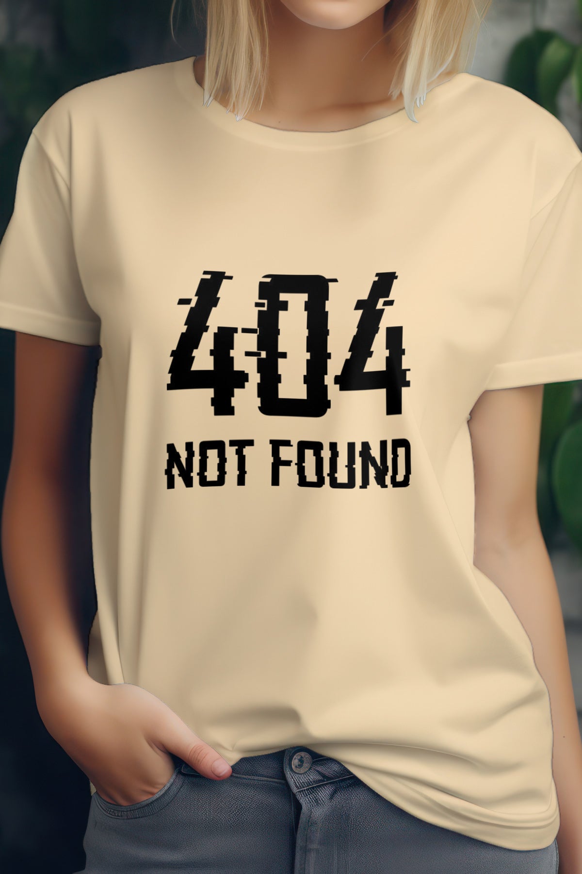 Unisex 404 Error Graphic Printed Round Neck Cotton T Shirt