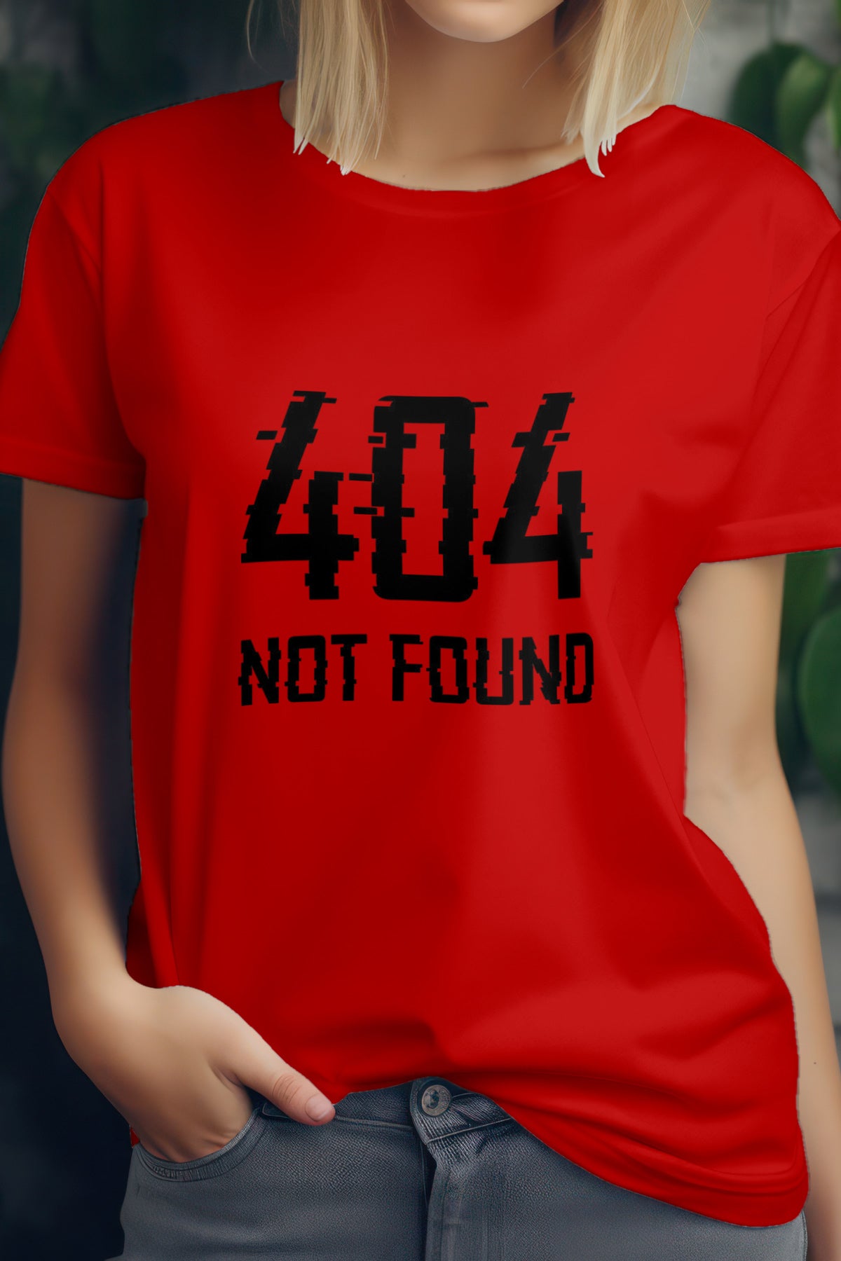 Unisex 404 Error Graphic Printed Round Neck Cotton T Shirt