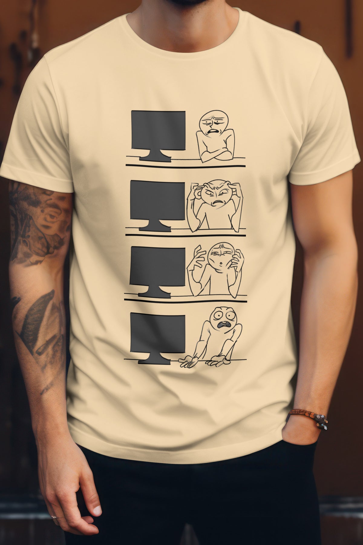 Unisex Computer Guy Graphic Printed Round Neck Cotton T Shirt
