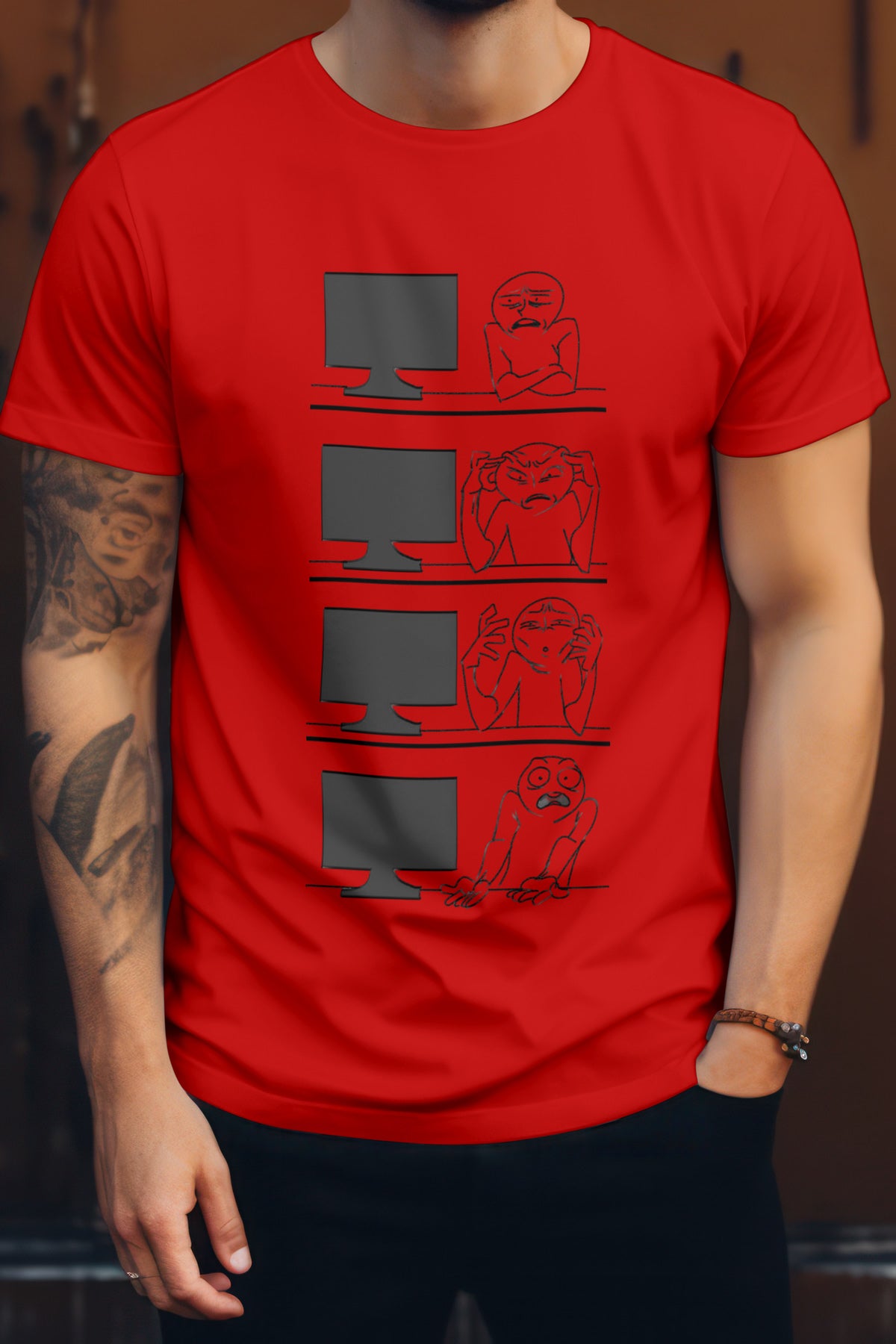 Unisex Computer Guy Graphic Printed Round Neck Cotton T Shirt