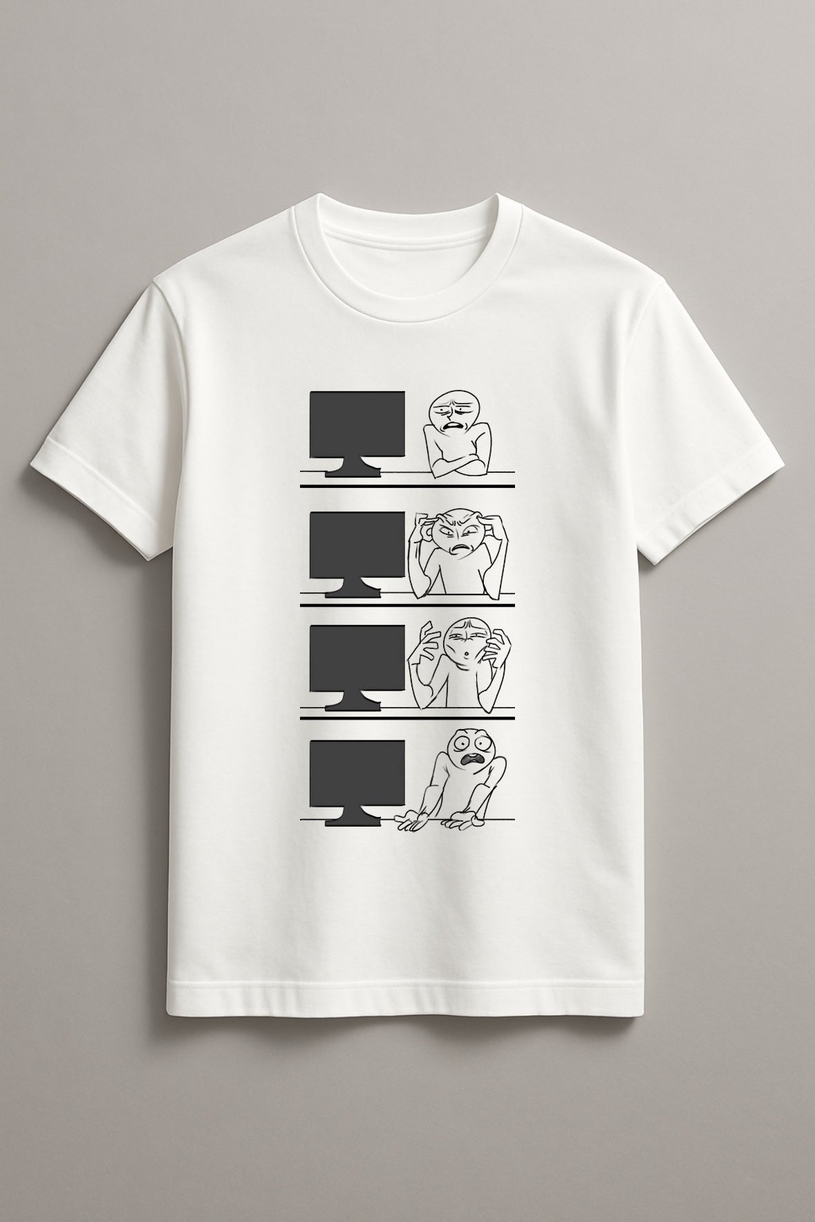 Unisex Computer Guy Graphic Printed Round Neck Cotton T Shirt