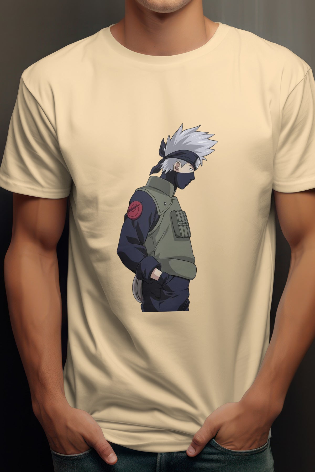 Unisex Anime Guy Graphic Printed Round Neck Cotton T Shirt