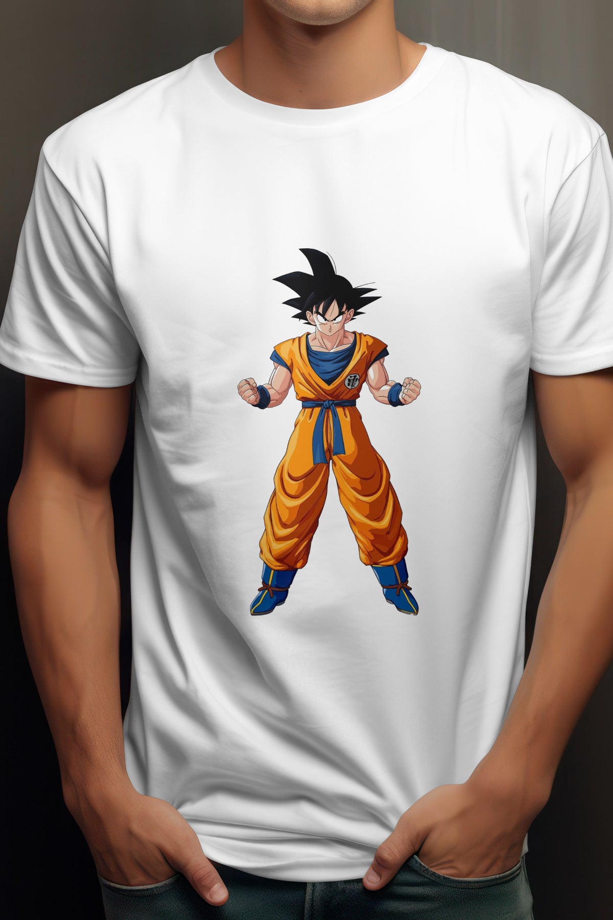 Unisex Determined Goku Graphic Printed Round Neck Cotton T Shirt
