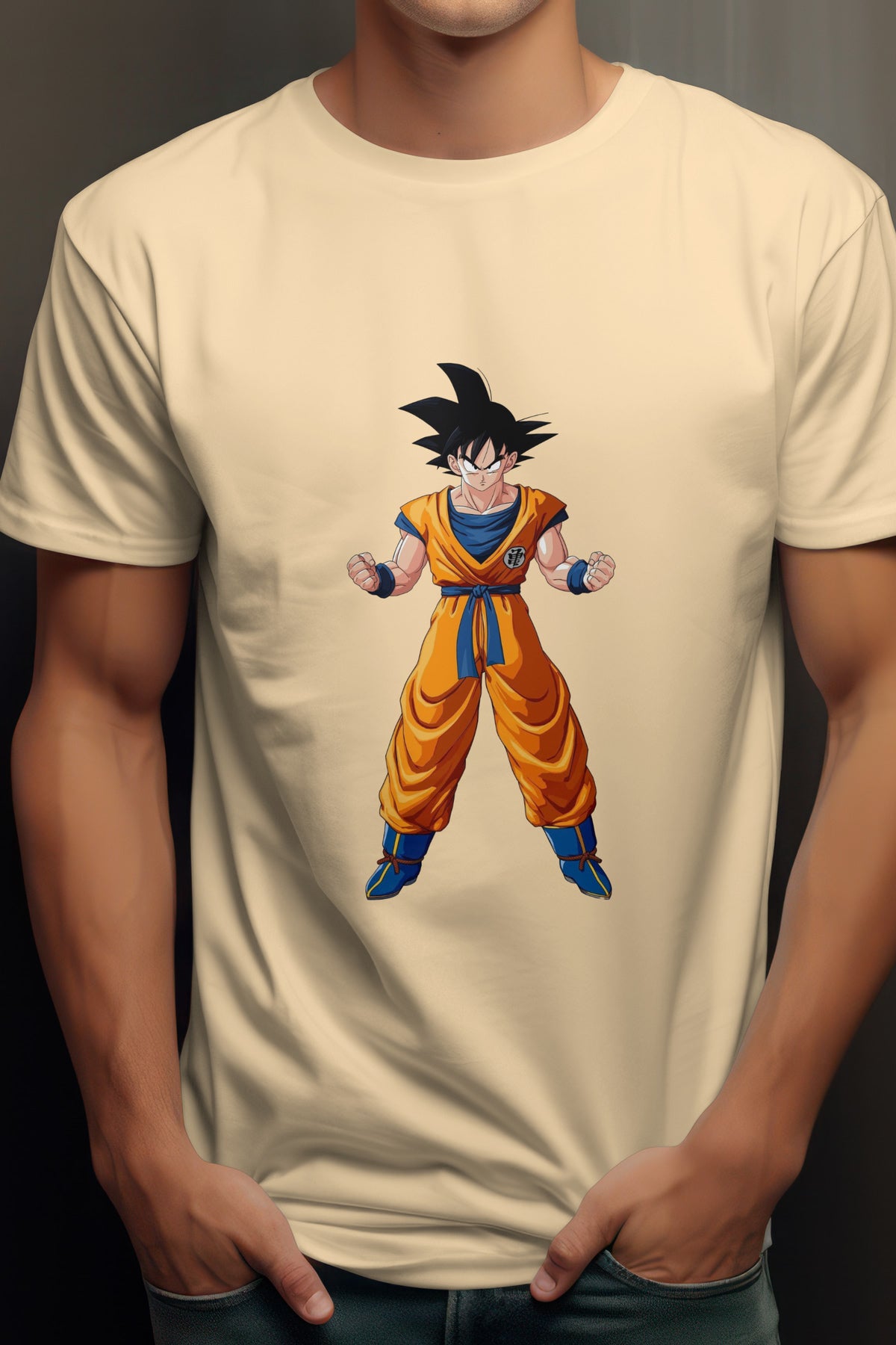 Unisex Determined Goku Graphic Printed Round Neck Cotton T Shirt