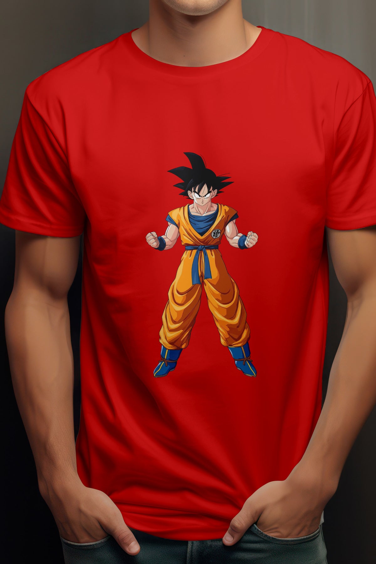 Unisex Determined Goku Graphic Printed Round Neck Cotton T Shirt