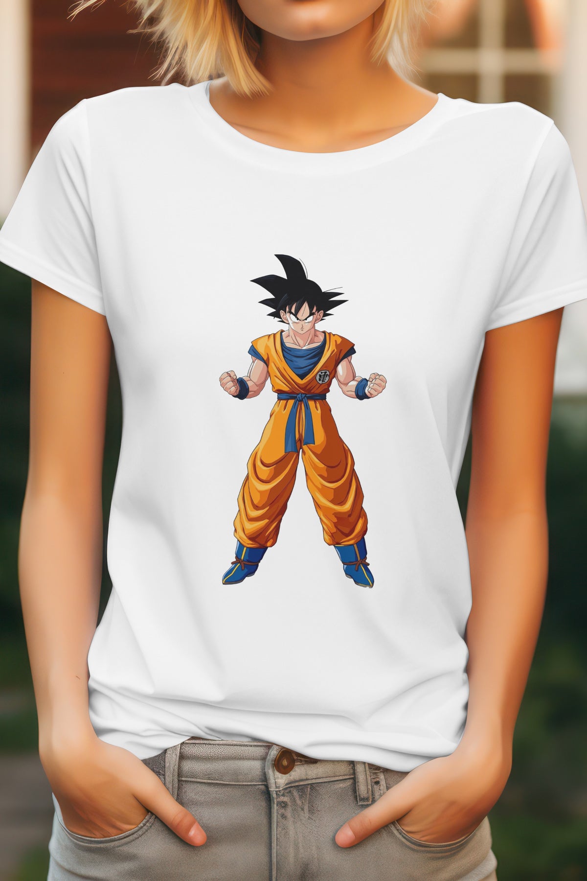 Unisex Determined Goku Graphic Printed Round Neck Cotton T Shirt