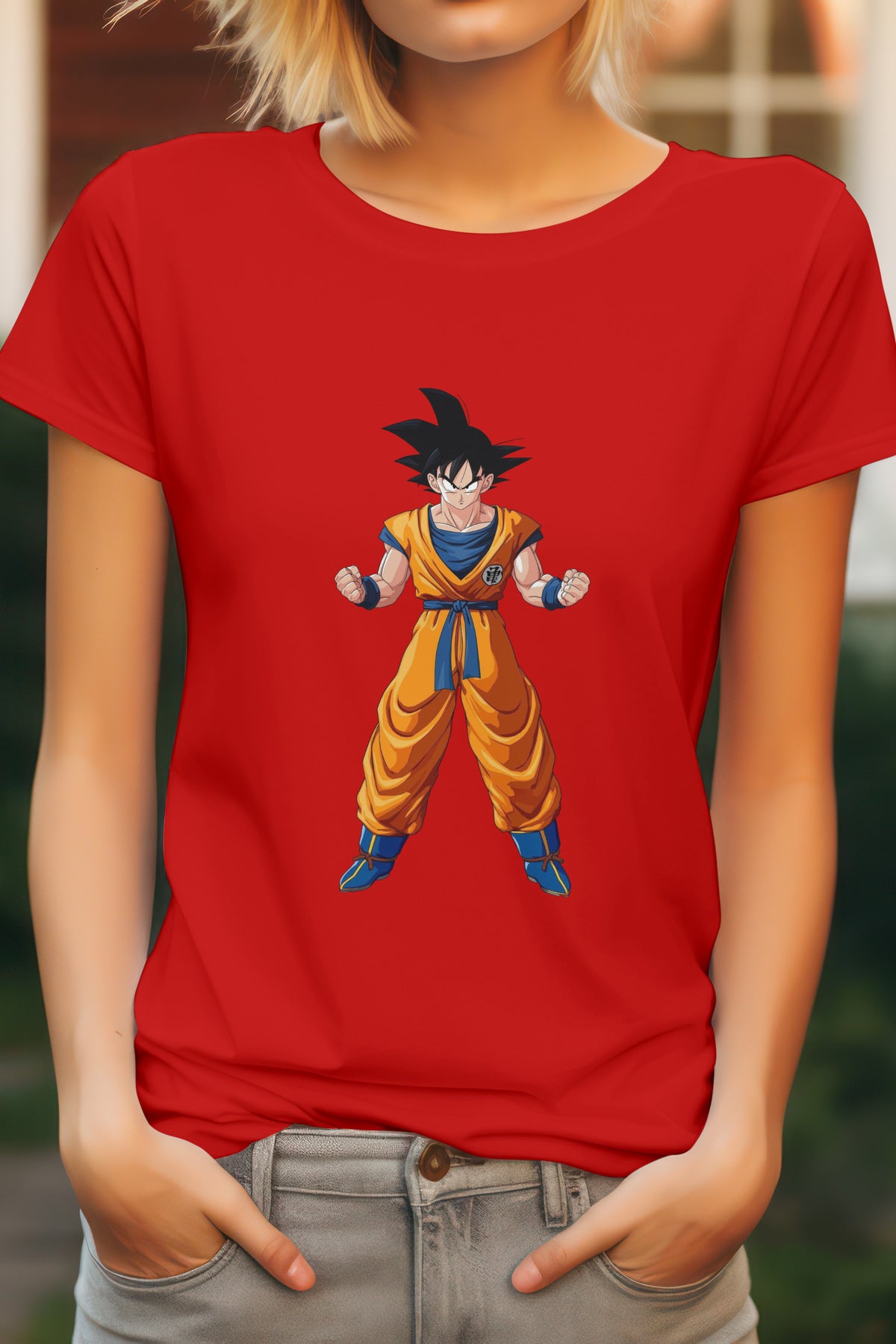 Unisex Determined Goku Graphic Printed Round Neck Cotton T Shirt