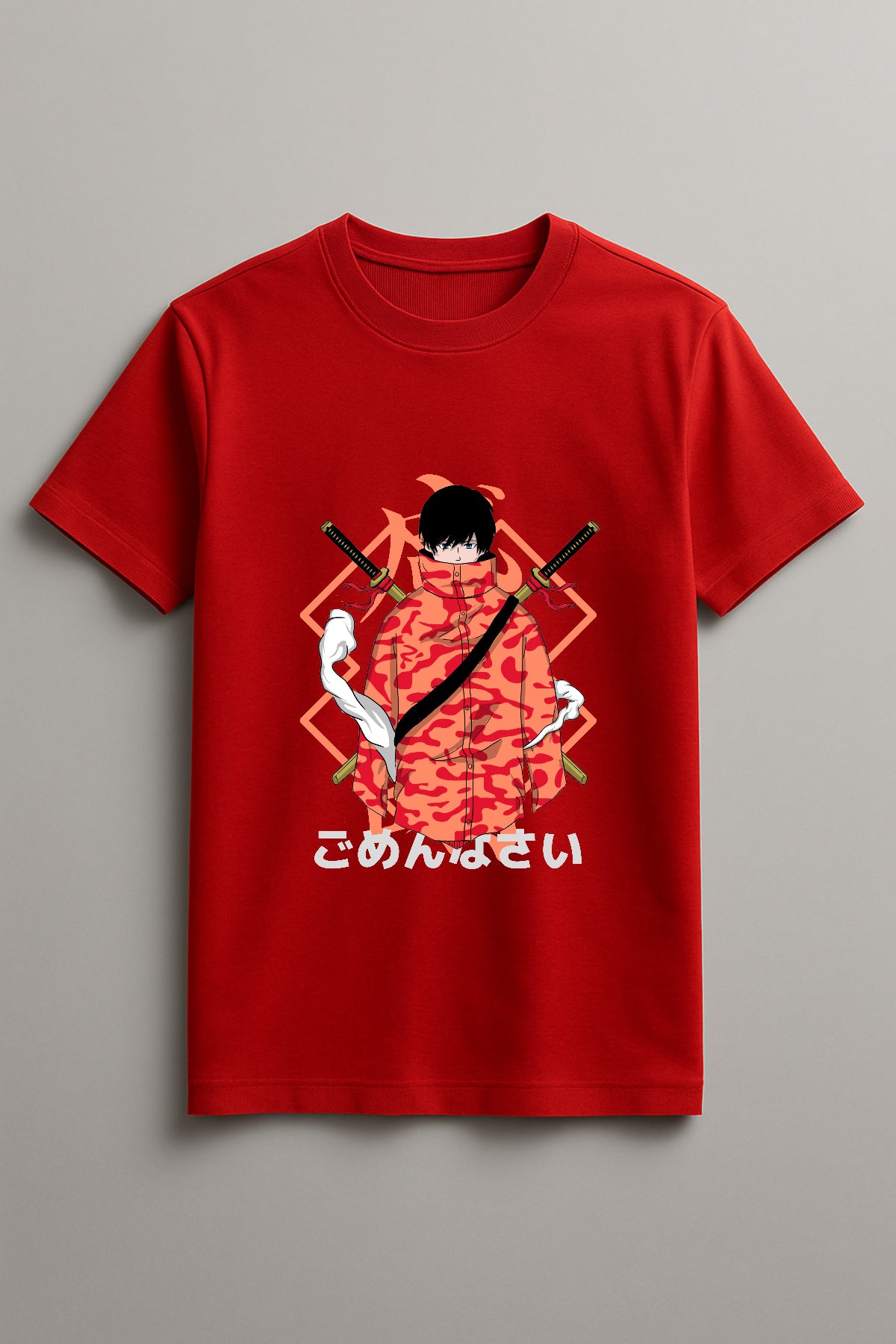 Unisex Modern Samurai Graphic Printed Round Neck Cotton T Shirt