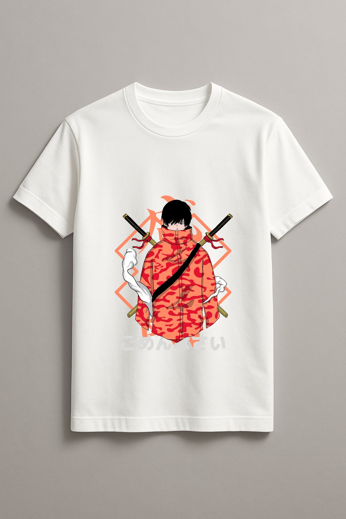 Unisex Modern Samurai Graphic Printed Round Neck Cotton T Shirt