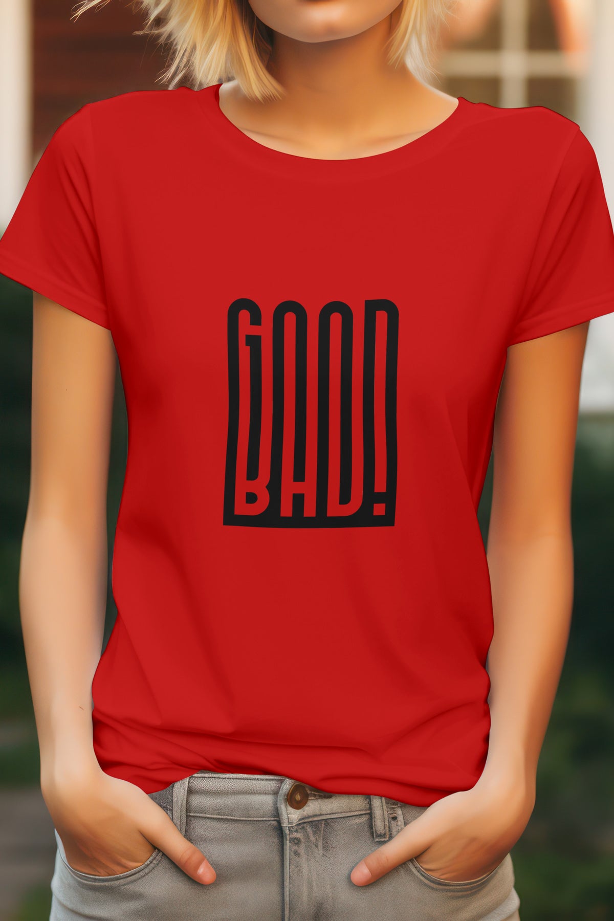Unisex Good Bad Graphic Printed Round Neck Cotton T Shirt