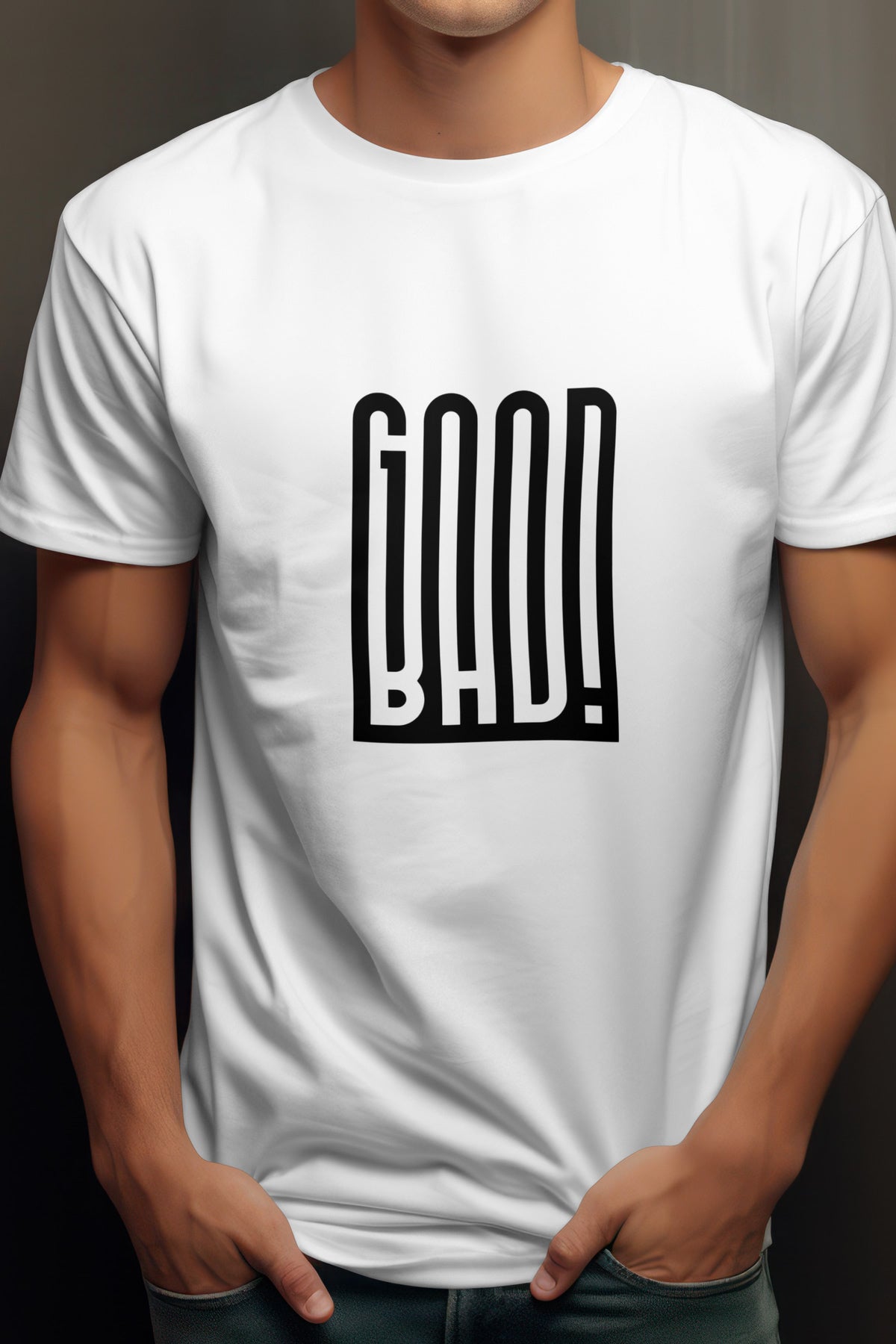 Unisex Good Bad Graphic Printed Round Neck Cotton T Shirt