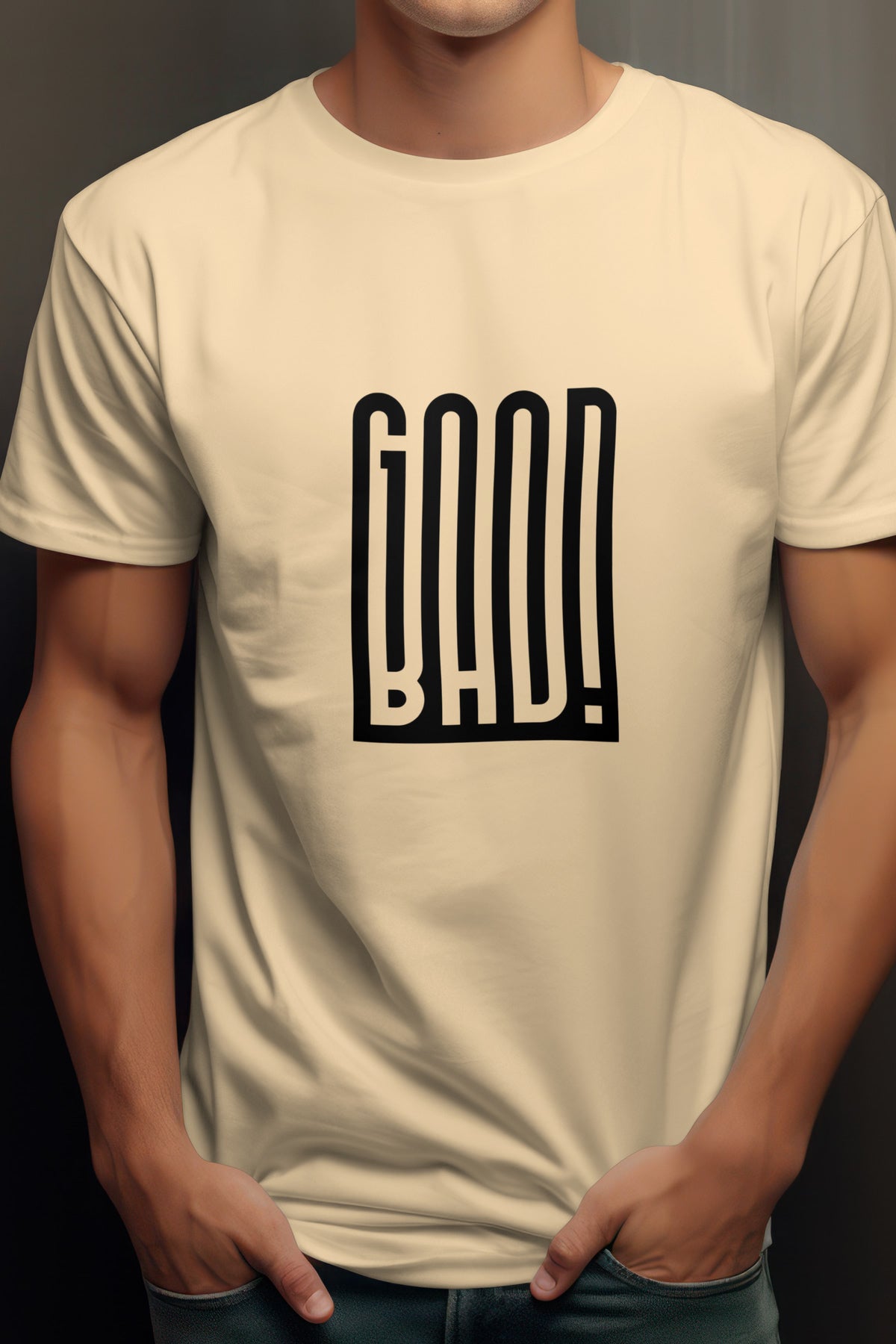 Unisex Good Bad Graphic Printed Round Neck Cotton T Shirt