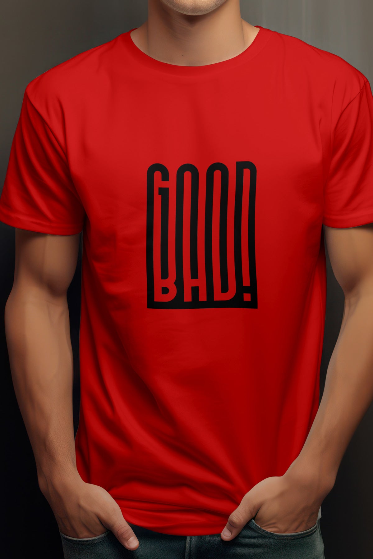 Unisex Good Bad Graphic Printed Round Neck Cotton T Shirt