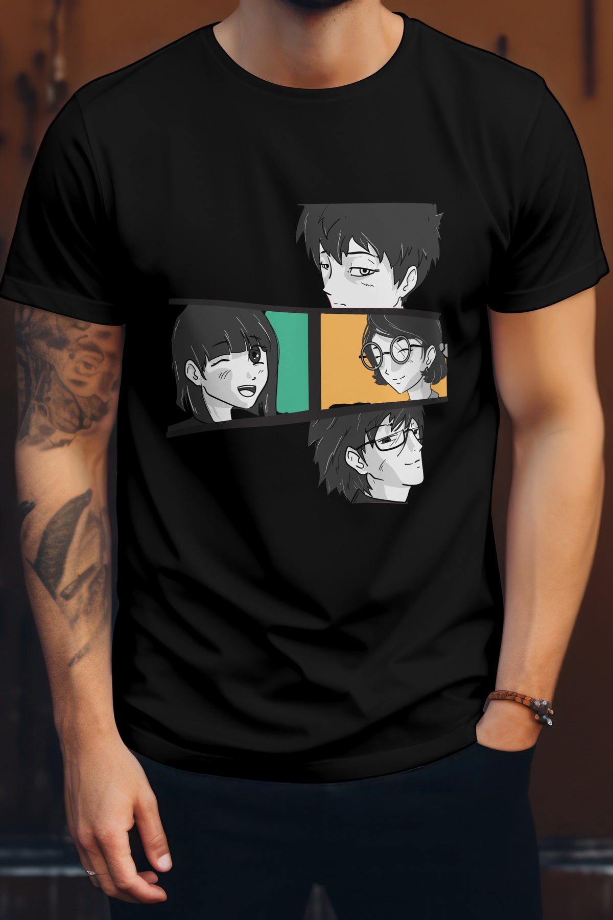 Unisex People Graphic Printed Round Neck Cotton T Shirt