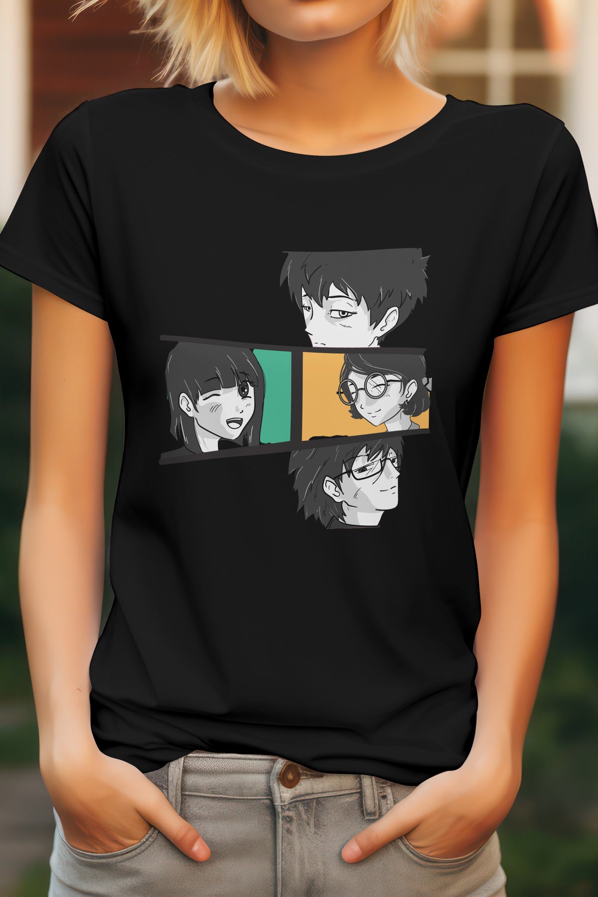Unisex People Graphic Printed Round Neck Cotton T Shirt