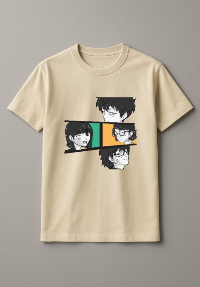 Unisex People Graphic Printed Round Neck Cotton T Shirt