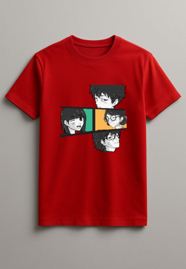 Unisex People Graphic Printed Round Neck Cotton T Shirt