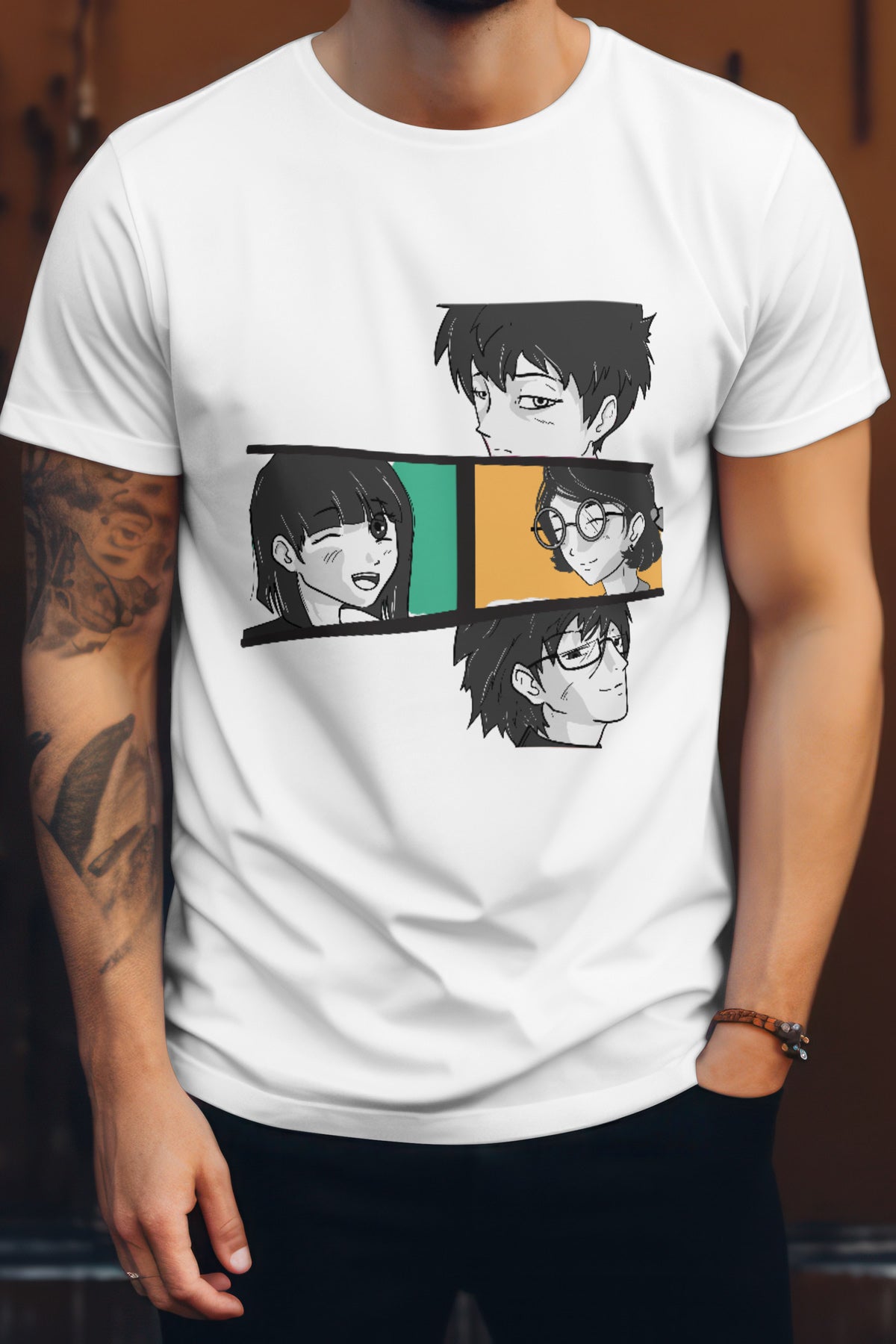 Unisex People Graphic Printed Round Neck Cotton T Shirt