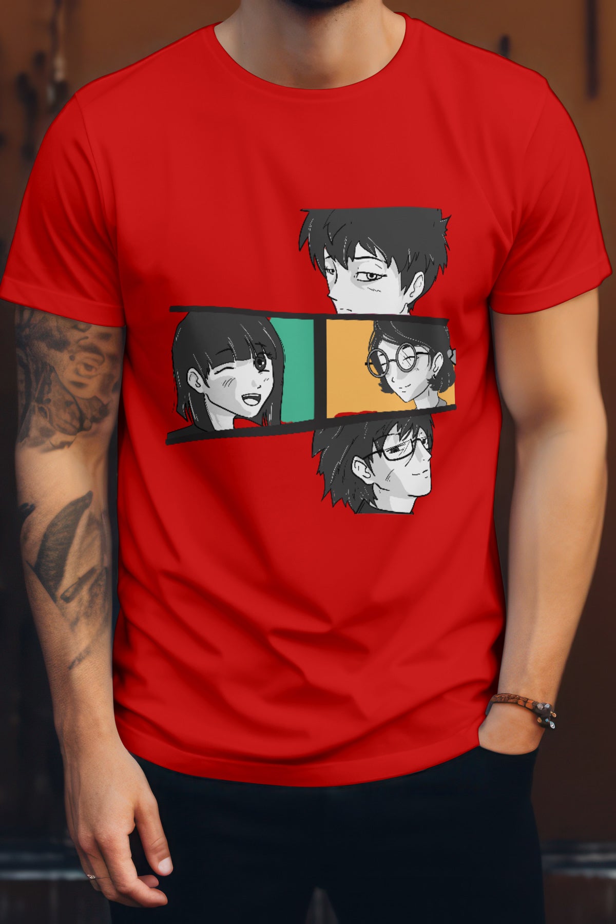 Unisex People Graphic Printed Round Neck Cotton T Shirt