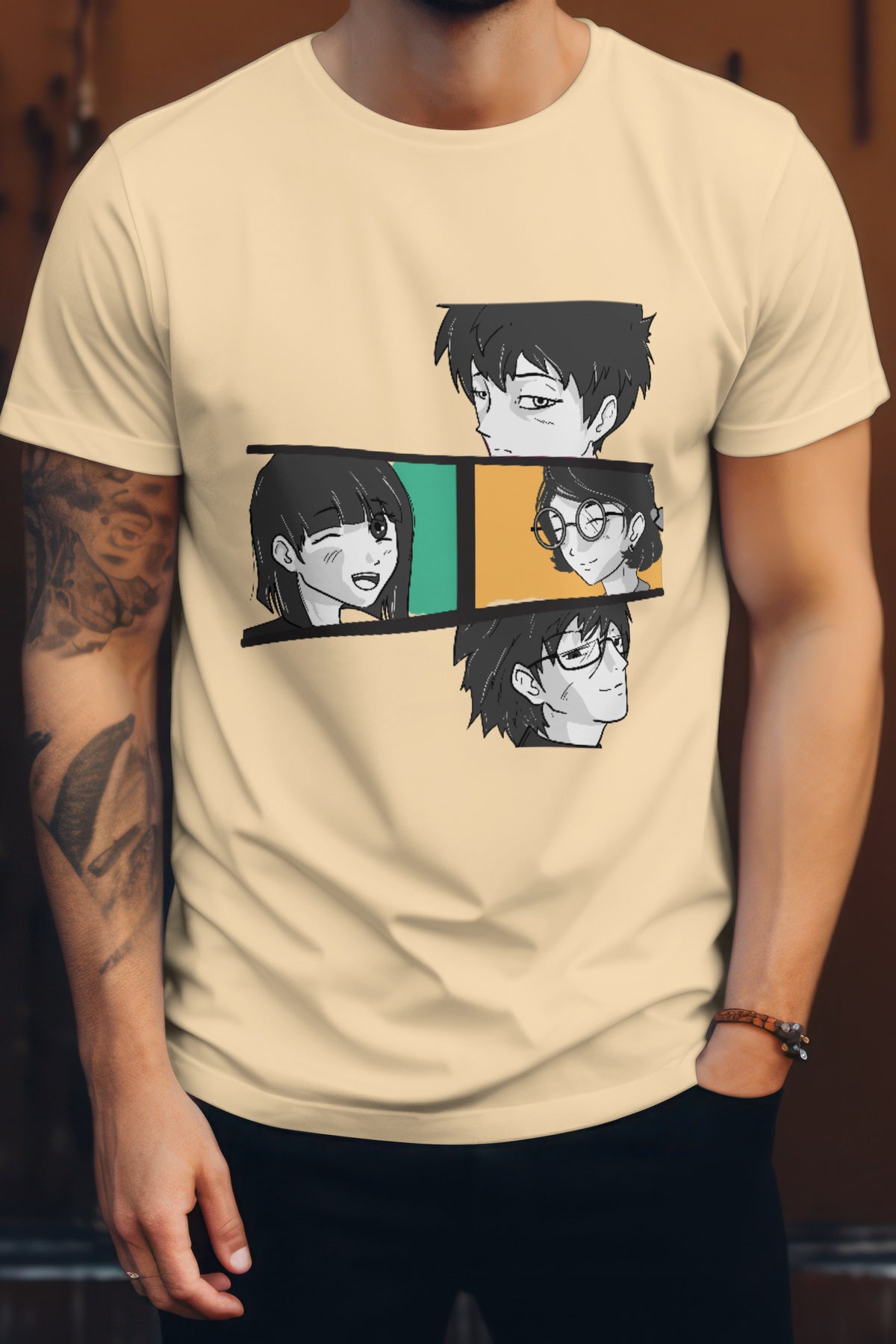 Unisex People Graphic Printed Round Neck Cotton T Shirt