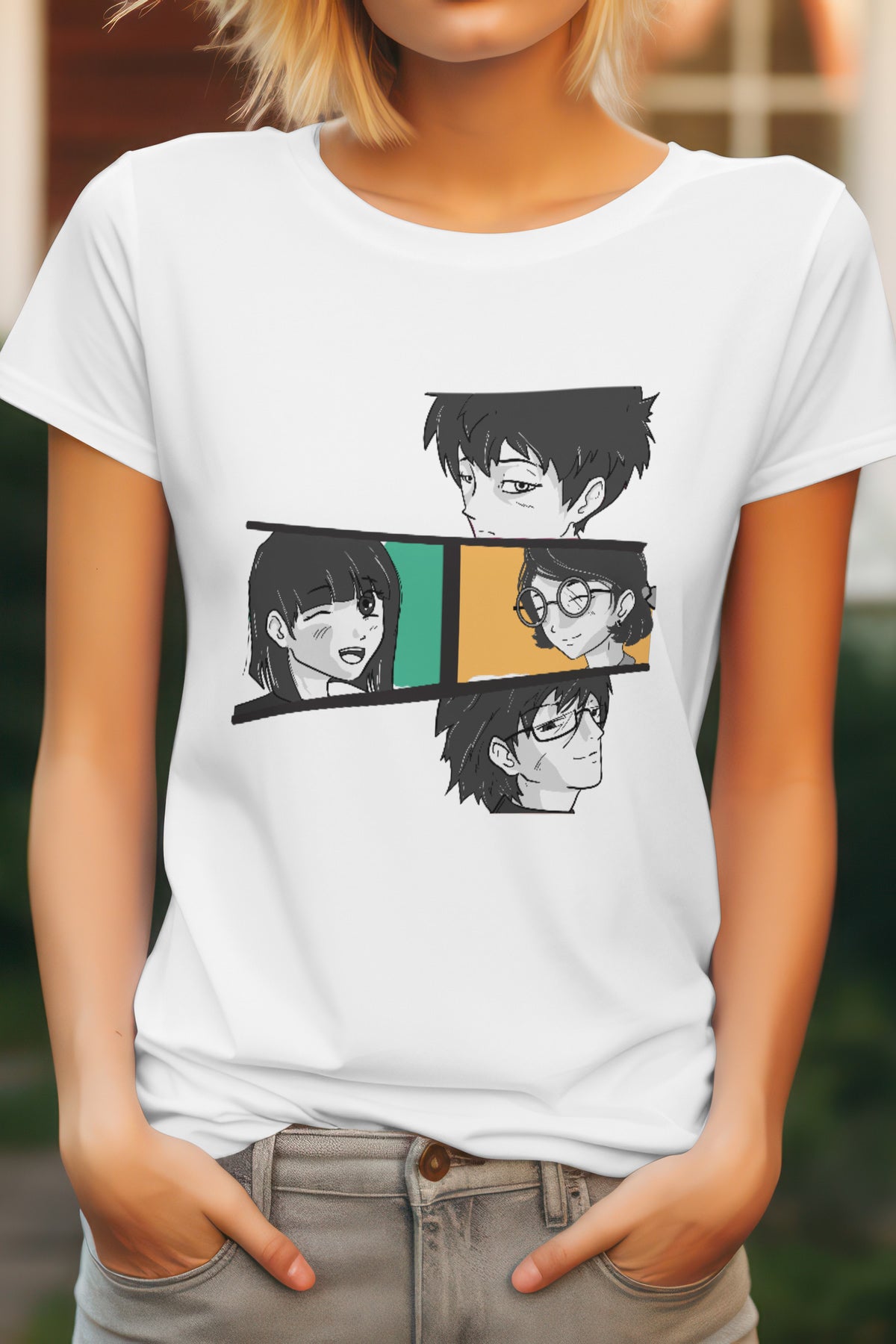 Unisex People Graphic Printed Round Neck Cotton T Shirt