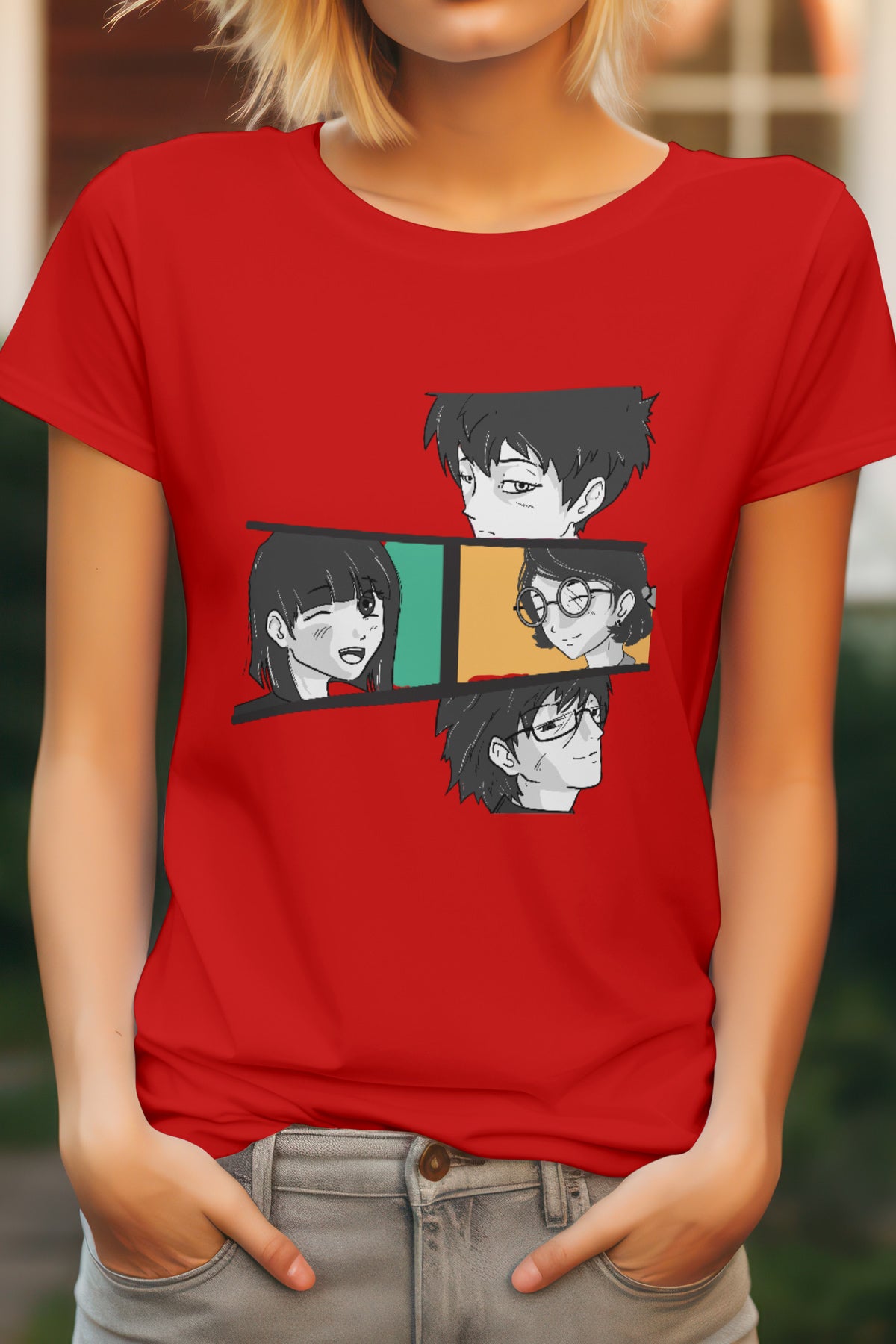 Unisex People Graphic Printed Round Neck Cotton T Shirt