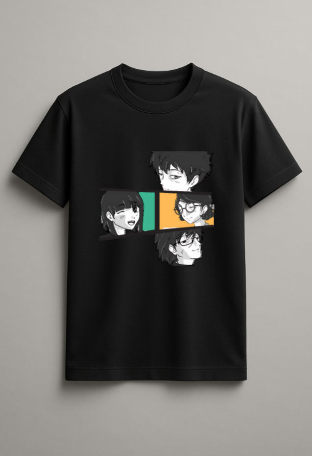 Unisex People Graphic Printed Round Neck Cotton T Shirt