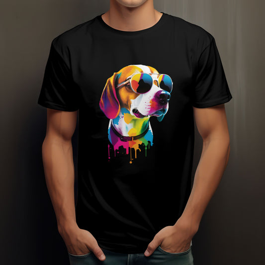 Unisex Colorful Dog Printed Graphic Printed Round Neck Cotton T Shirt