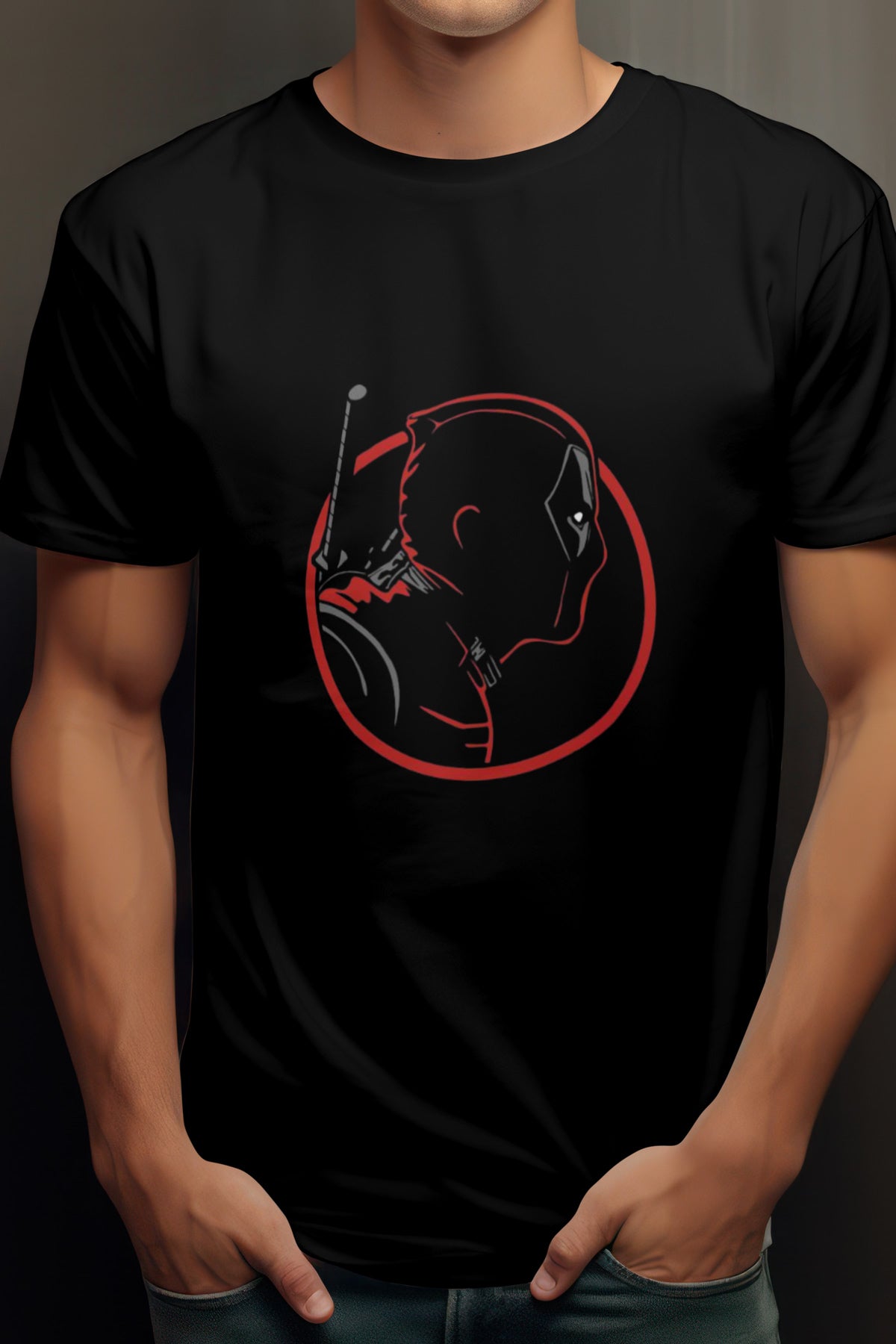 Unisex Dead Pool Graphic Printed Round Neck Cotton T Shirt