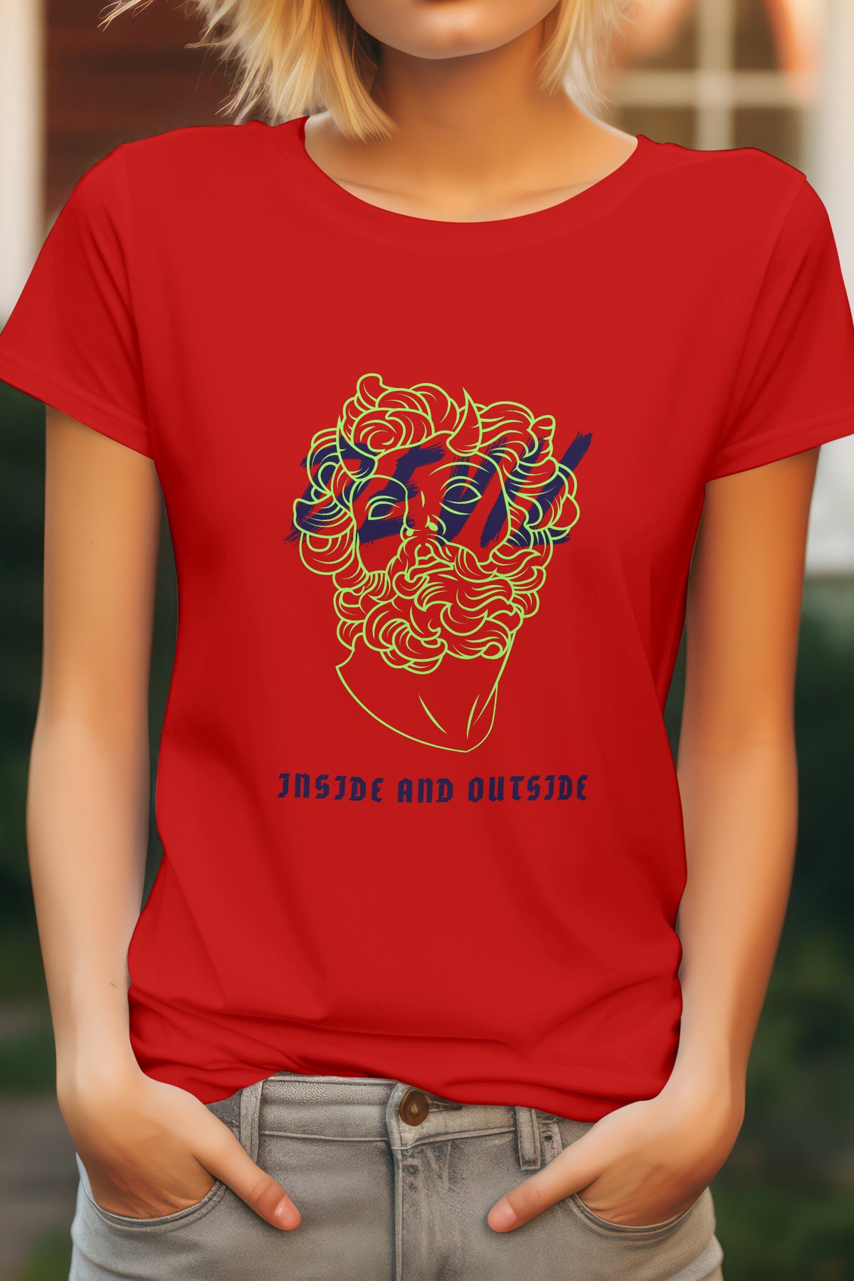 Unisex Devil Inside Graphic Printed Round Neck Cotton T Shirt