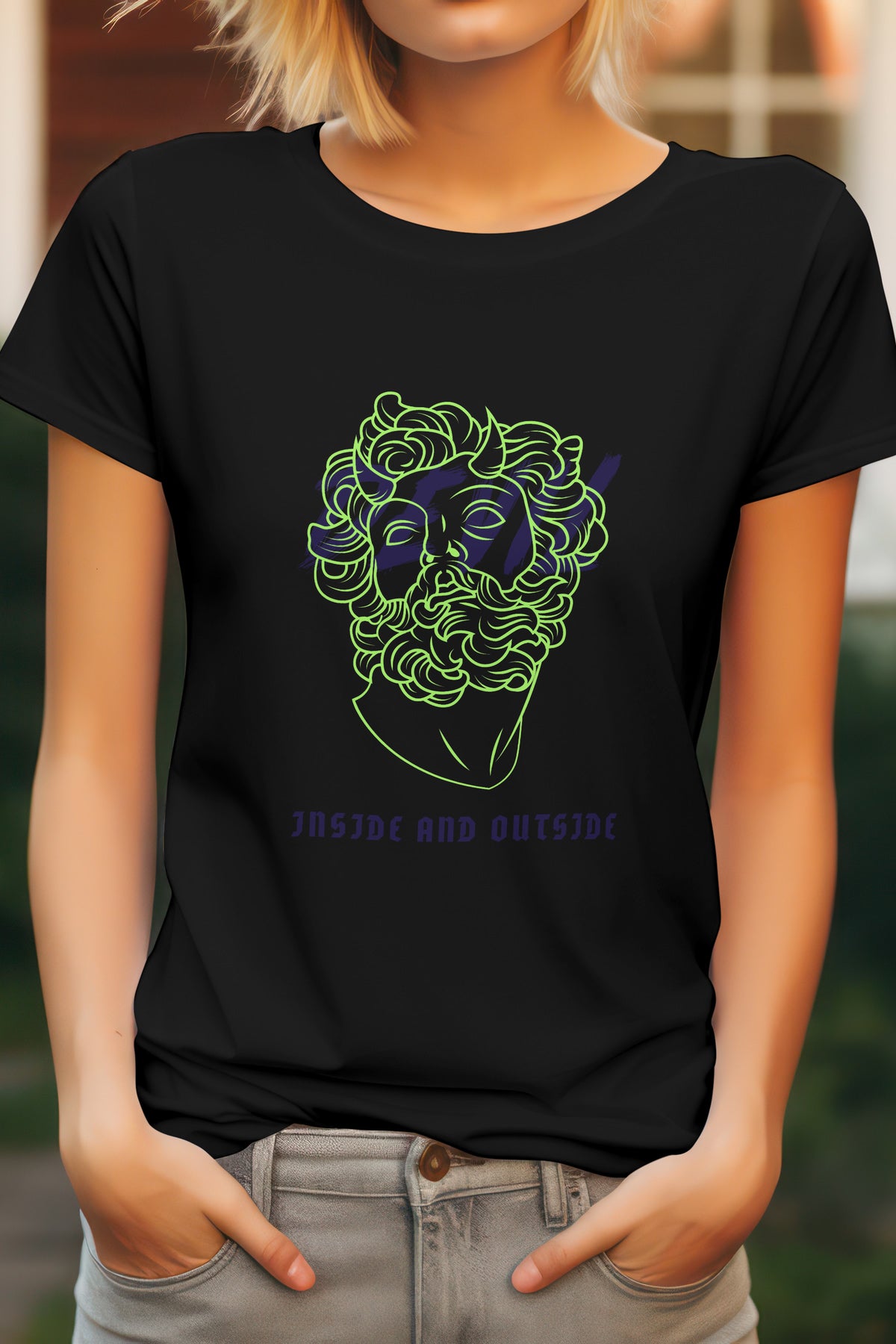 Unisex Devil Inside Graphic Printed Round Neck Cotton T Shirt