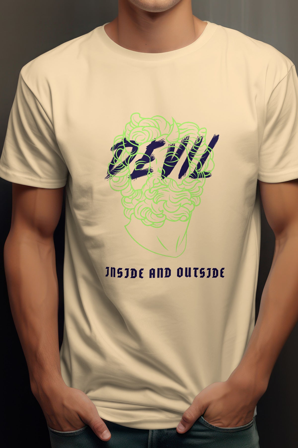 Unisex Devil Inside Graphic Printed Round Neck Cotton T Shirt