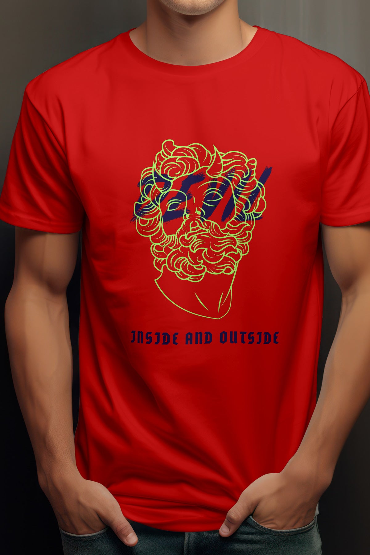 Unisex Devil Inside Graphic Printed Round Neck Cotton T Shirt