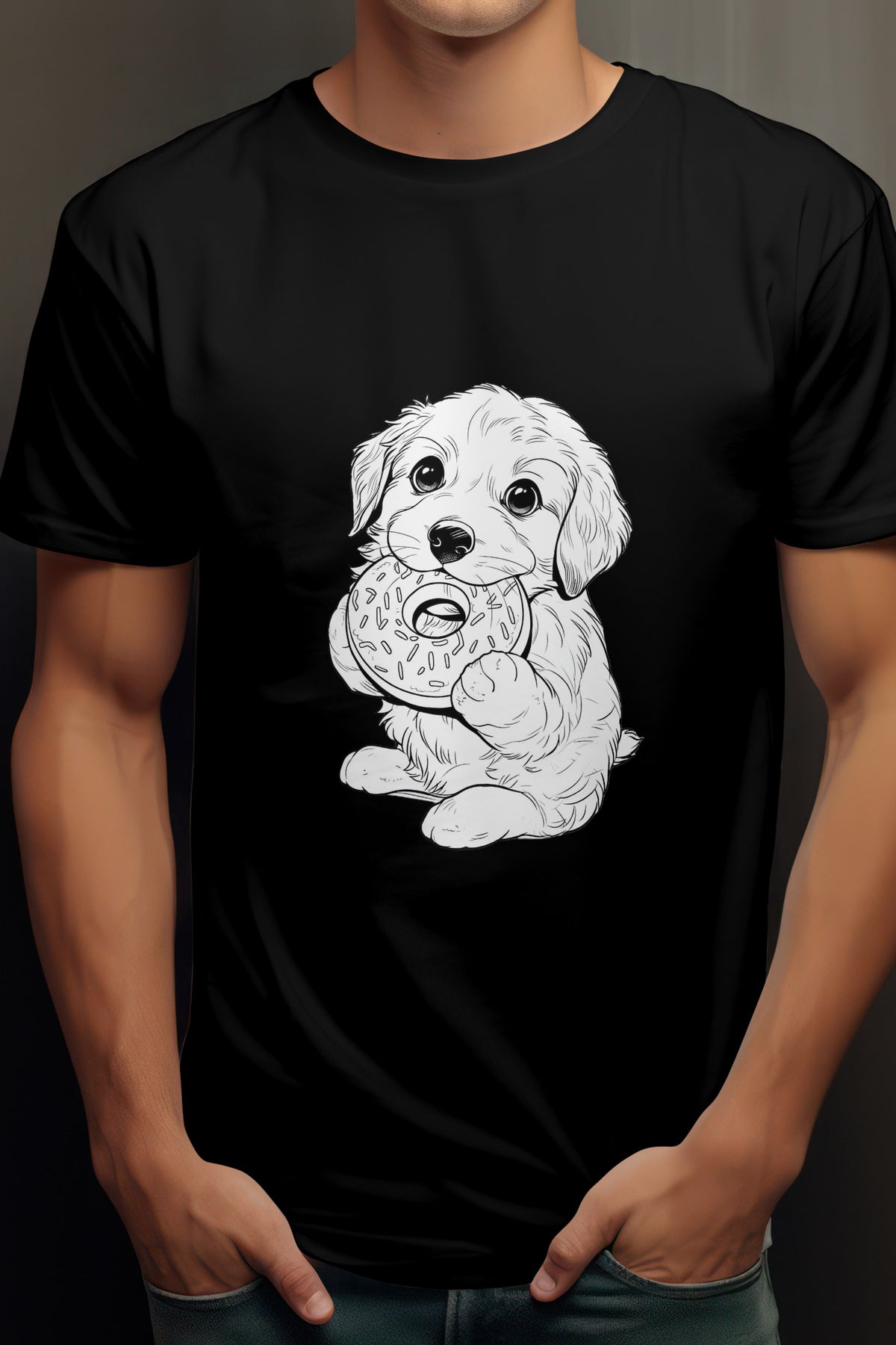 Unisex Cute Puppy Graphic Printed Cotton T-Shirt