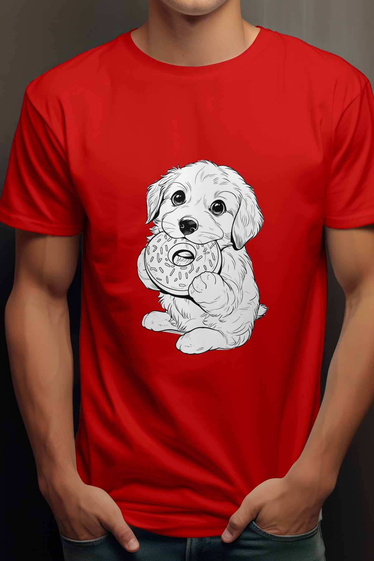 Unisex Cute Puppy Graphic Printed Cotton T-Shirt