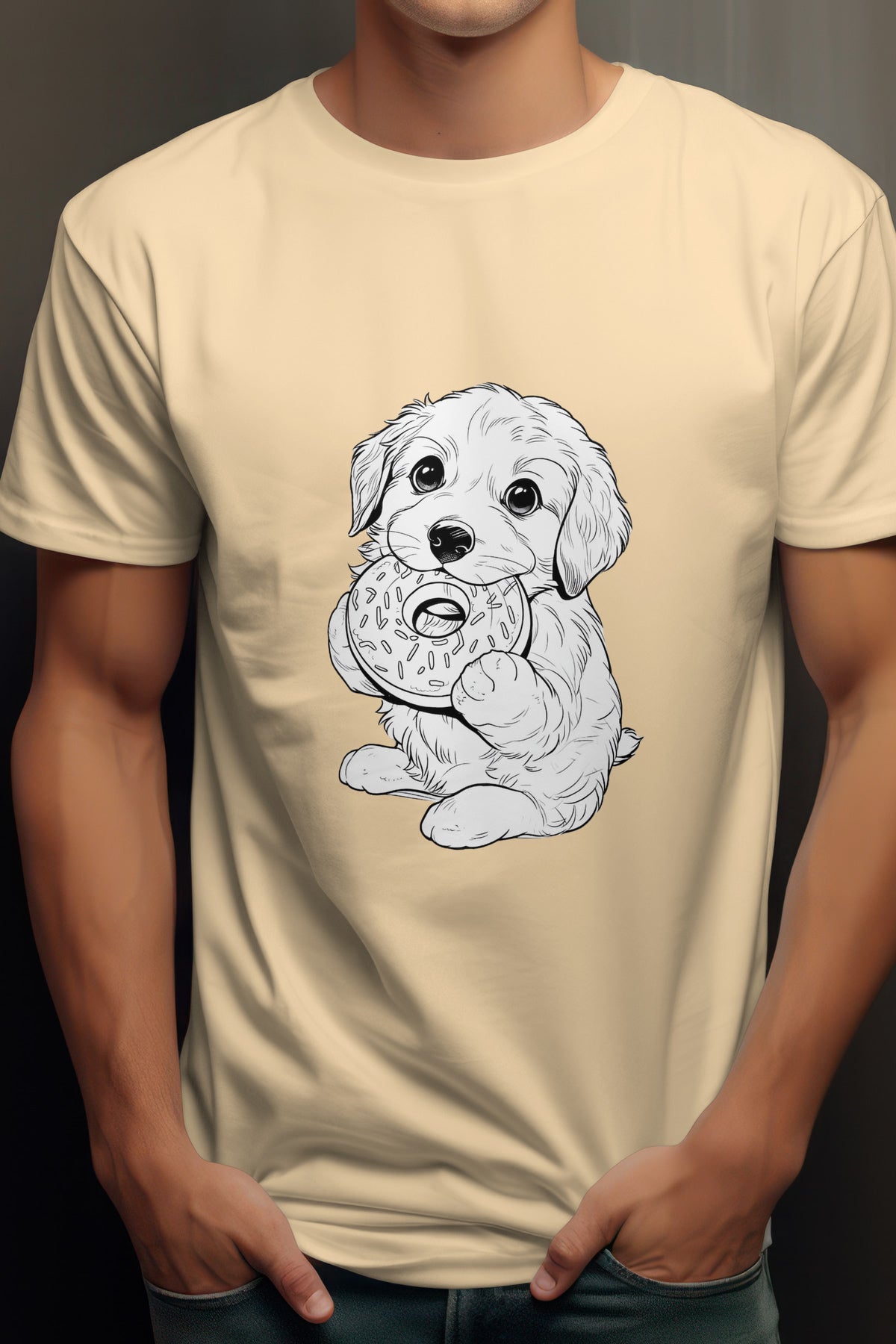 Unisex Cute Puppy Graphic Printed Cotton T-Shirt