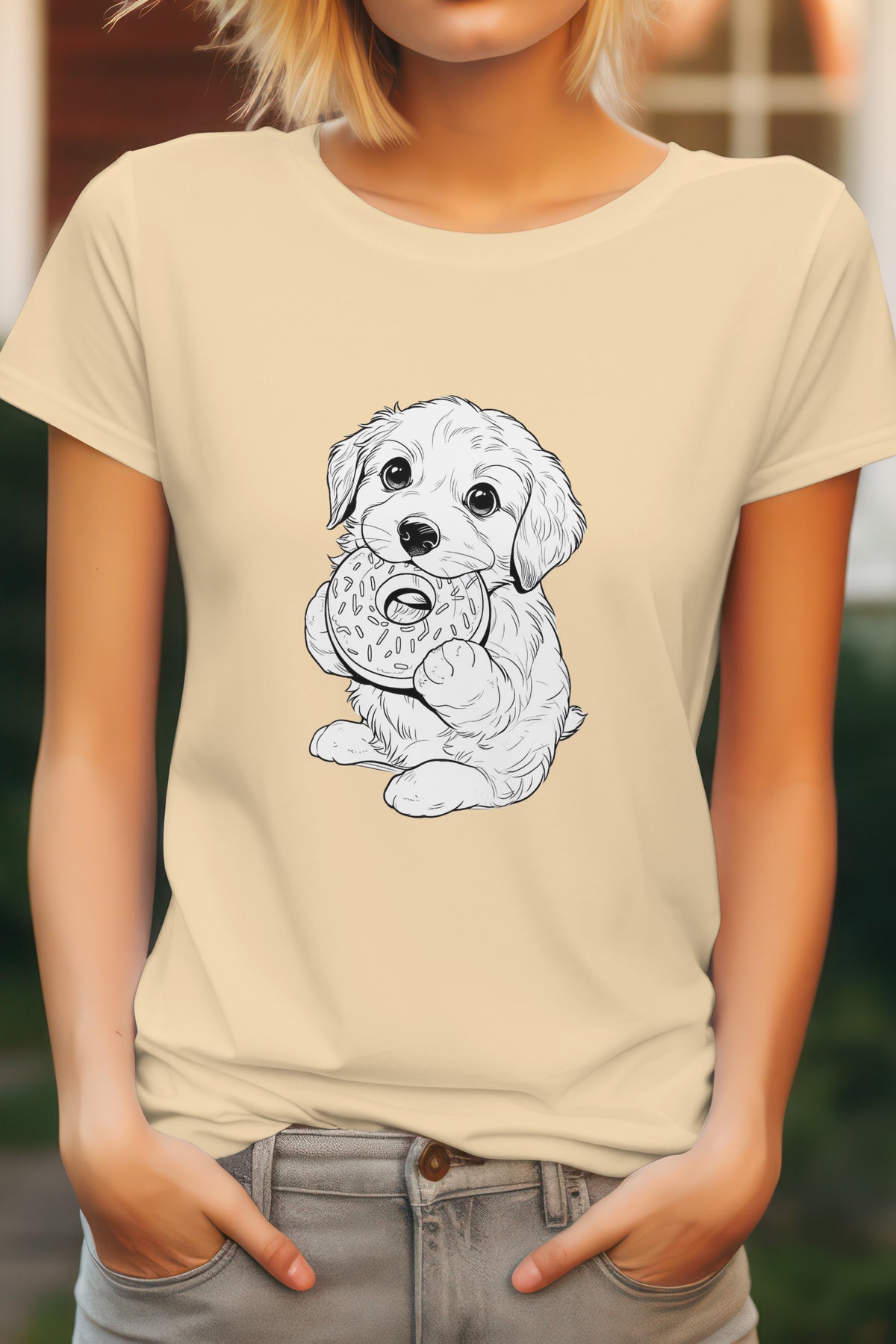 Unisex Cute Puppy Graphic Printed Cotton T-Shirt