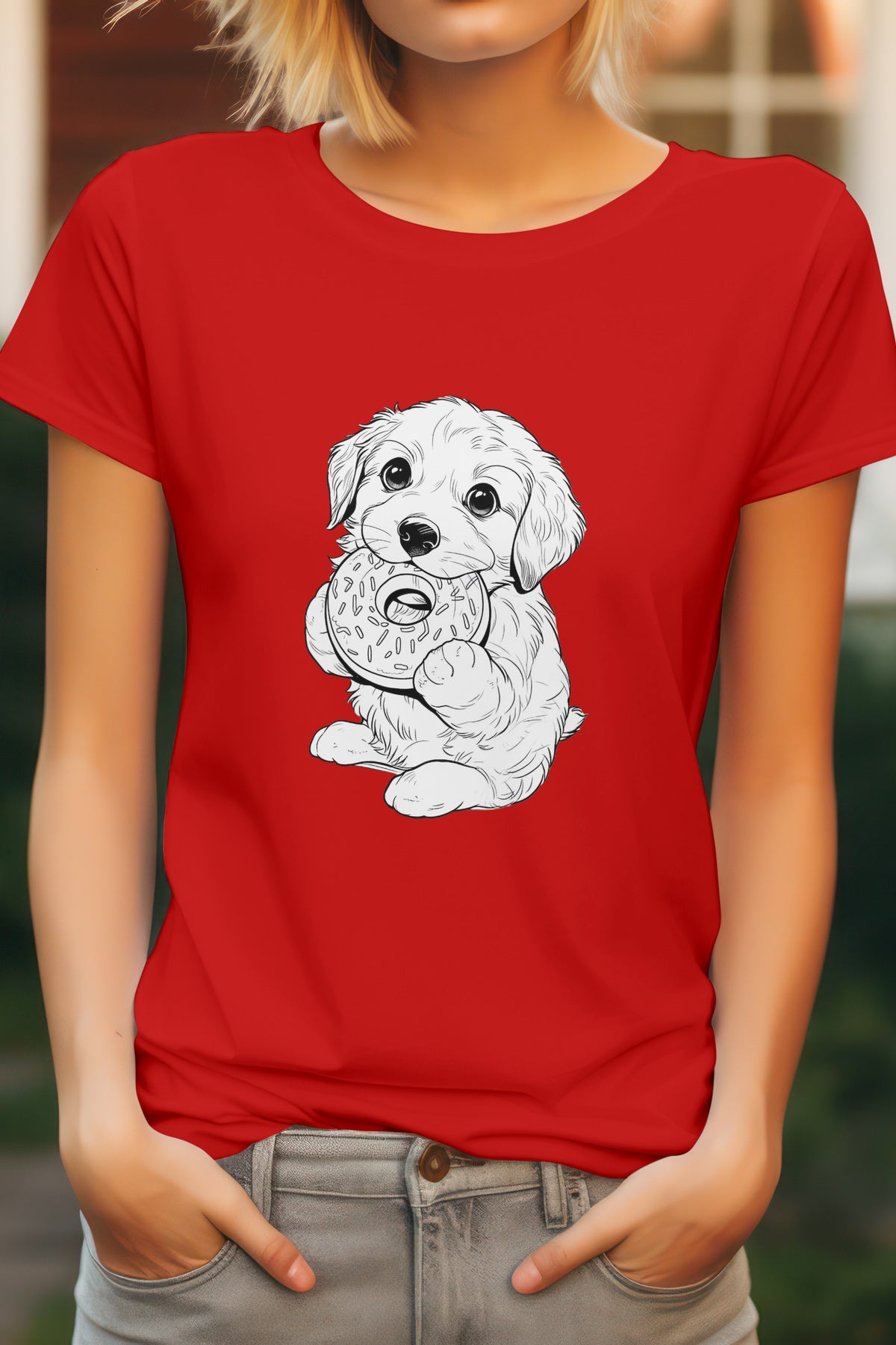 Unisex Cute Puppy Graphic Printed Cotton T-Shirt