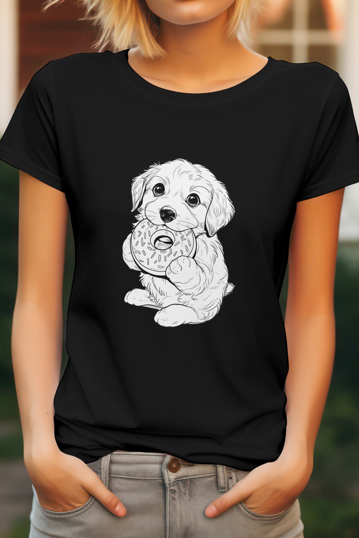 Unisex Cute Puppy Graphic Printed Cotton T-Shirt