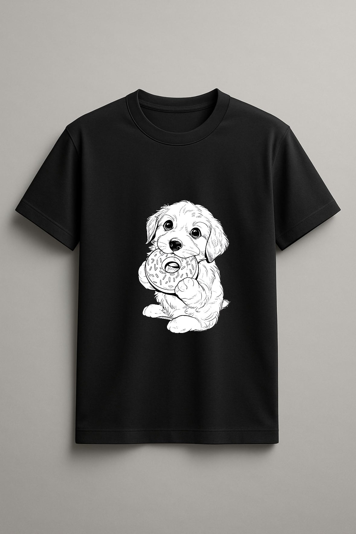 Unisex Cute Puppy Graphic Printed Cotton T-Shirt