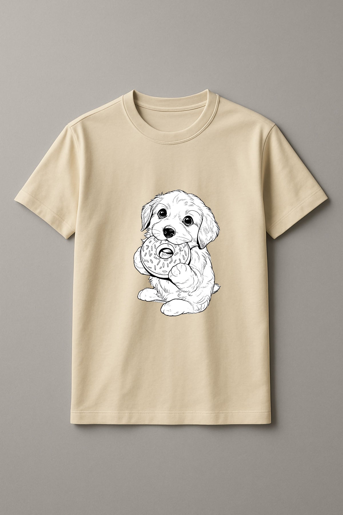 Unisex Cute Puppy Graphic Printed Cotton T-Shirt