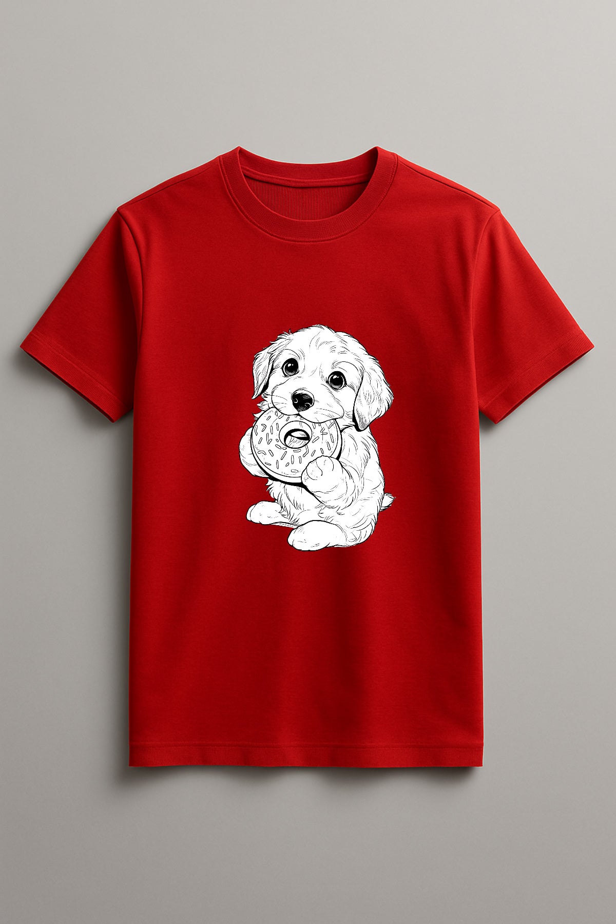 Unisex Cute Puppy Graphic Printed Cotton T-Shirt